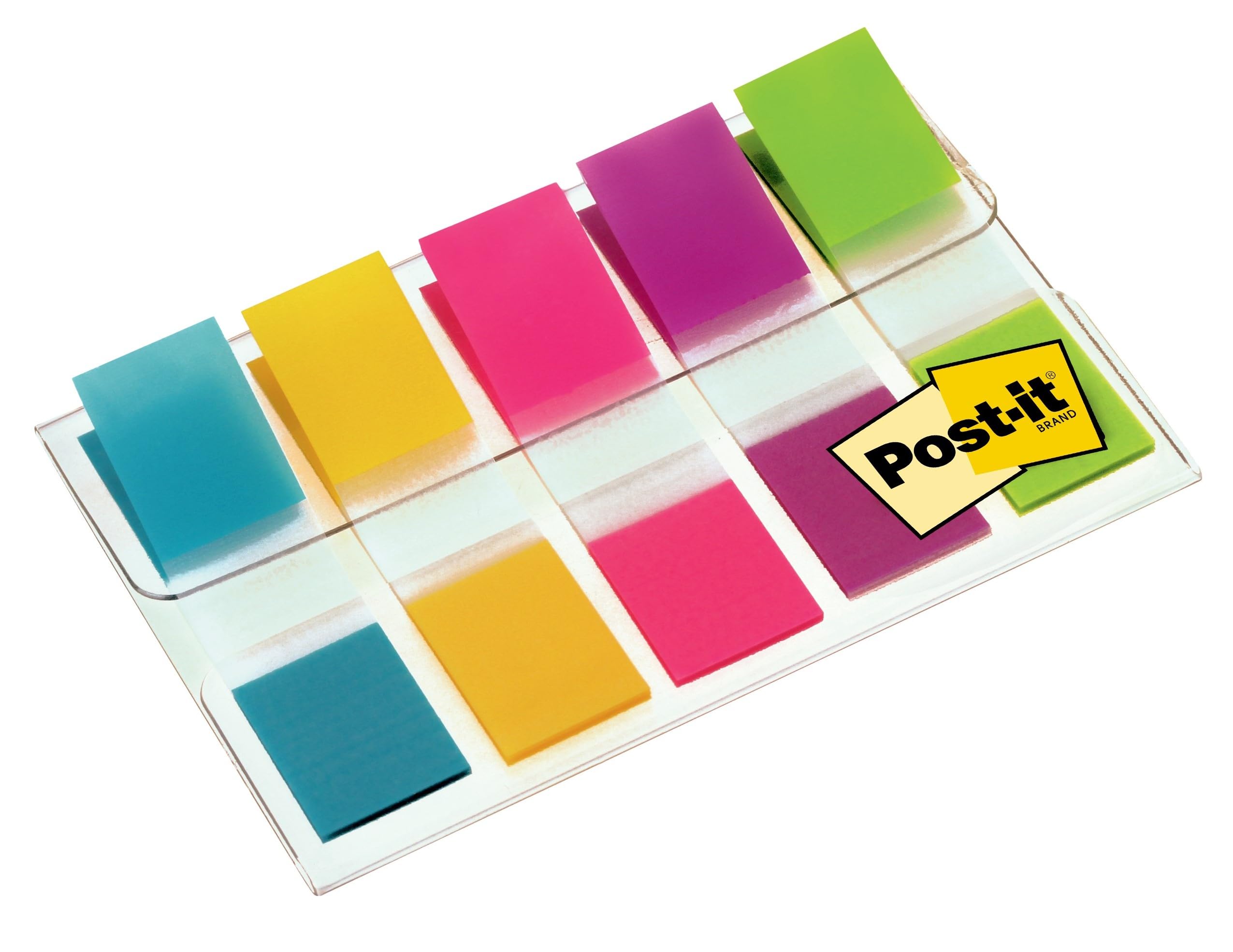 Post-it Index Flags 624185 - Multi-Coloured, Self-Adhesive, Pack of 100 | Includes Dispenser
