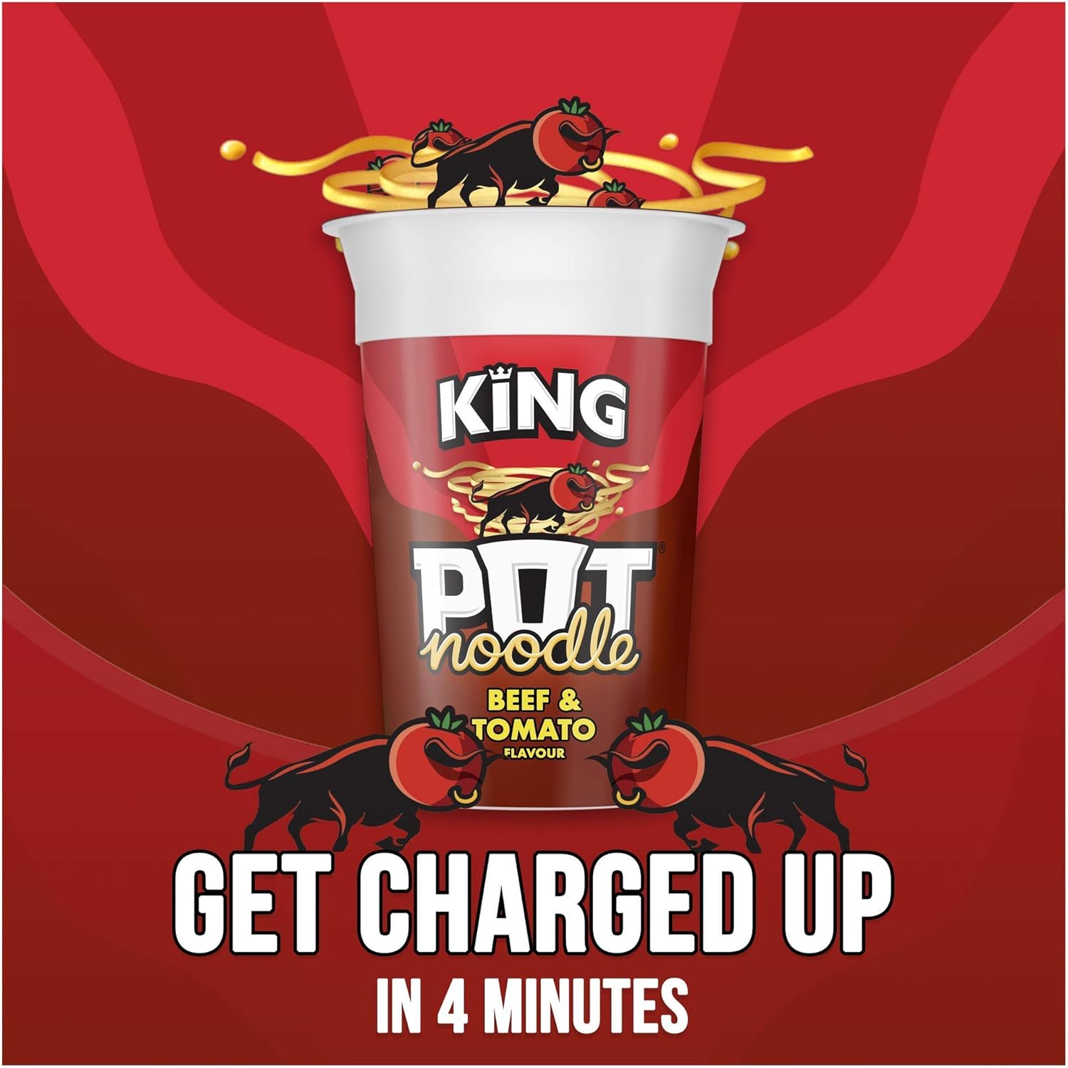Pot Noodle Beef & Tomato Flavour King Pot – 12 x 114g Vegetarian Instant Noodles 6