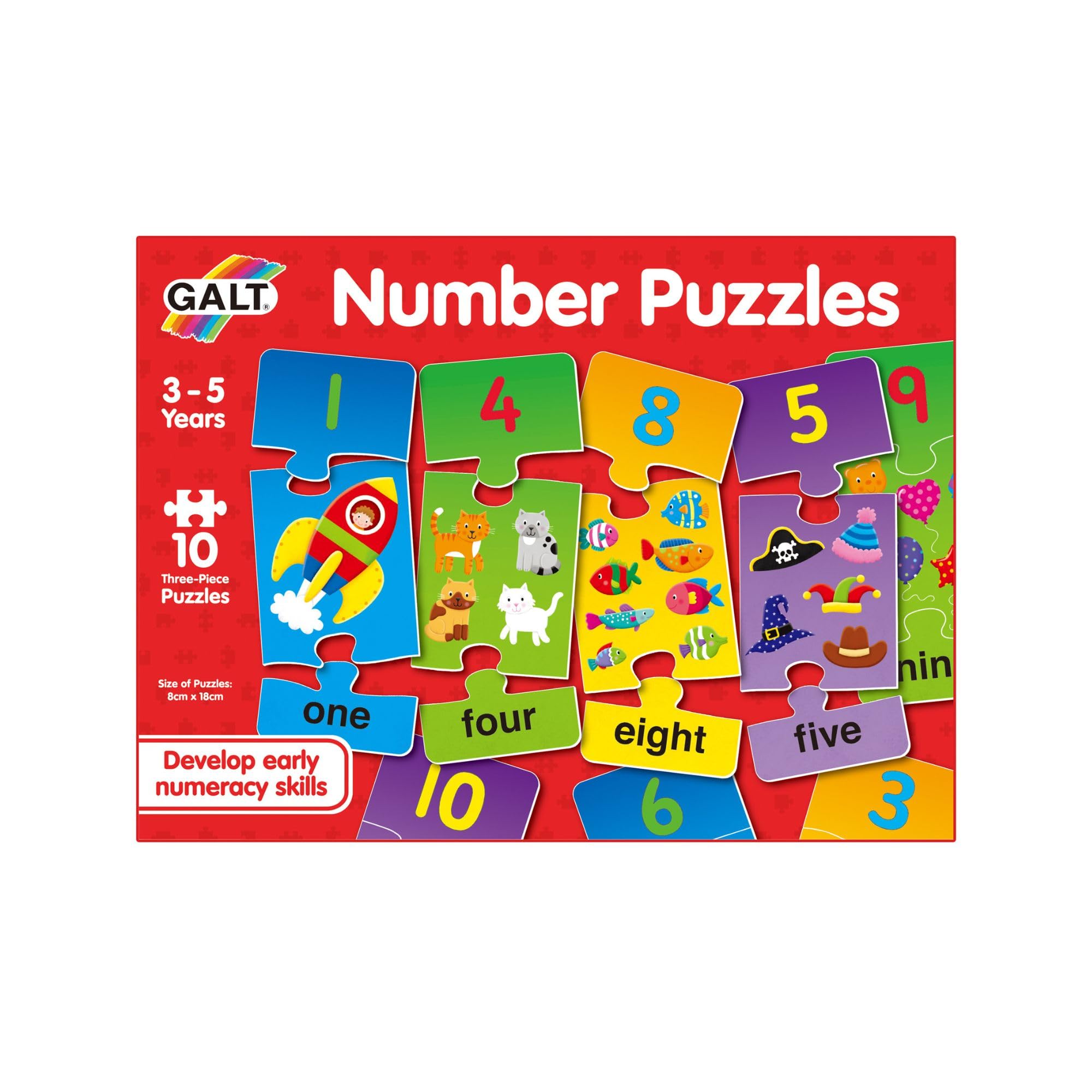 Galt Toys Number Puzzles - Educational 3-Piece Jigsaw Set for Kids 3-5 Years 13