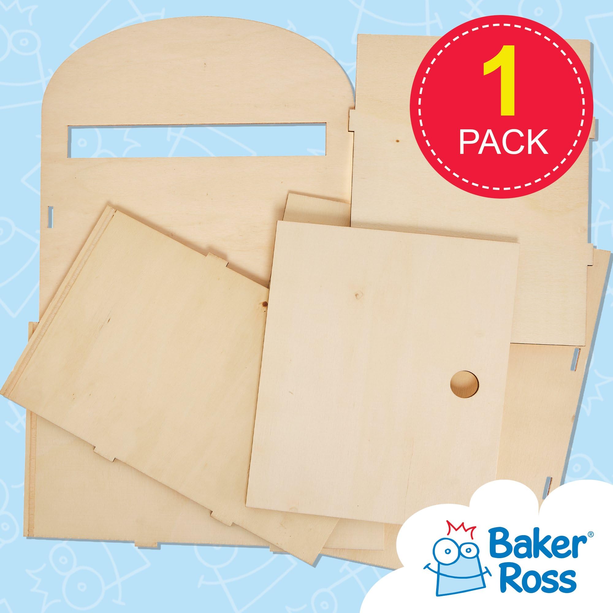 Baker Ross FX846 Wood Craft Post Box Kit - Paintable & Customizable | Assembled Size 23x23x33cm | 1 Kit 2