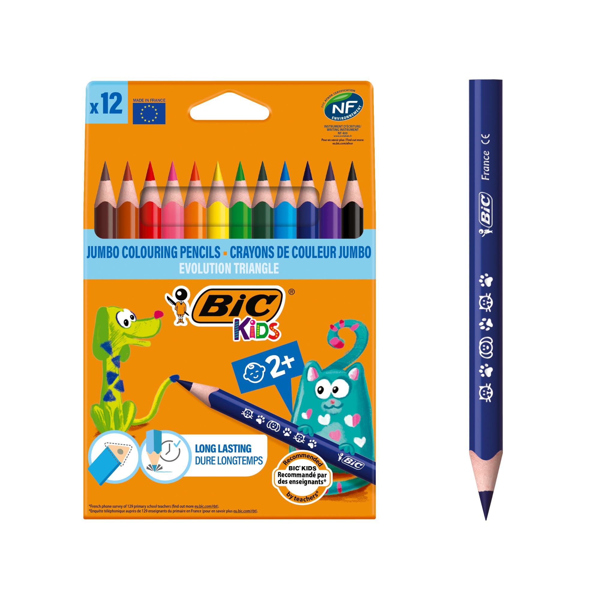 BIC Kids Evolution Triangle ECOlutions Colouring Pencils - 12-Pack for Kids 2+ 7
