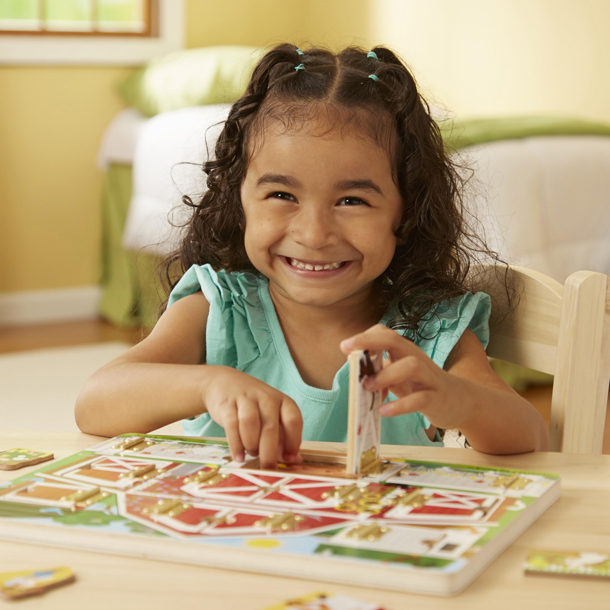 Melissa & Doug Hide and Seek Farm Wooden Activity Board with 9 Animal Magnets | Ages 3+