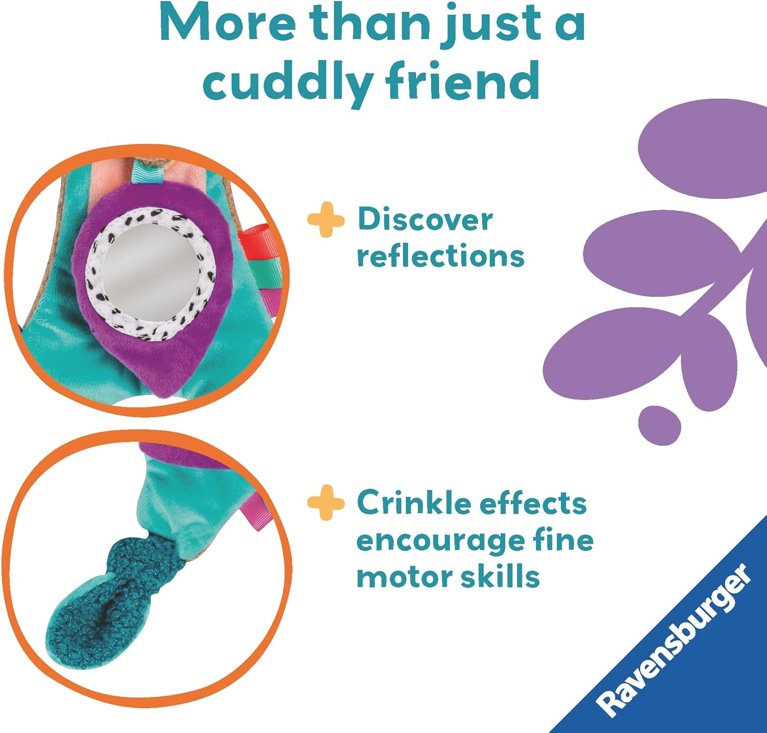 Ravensburger Play+ Cuddle & Play Meercat - Soft Plush Baby Toy for 0+ Months