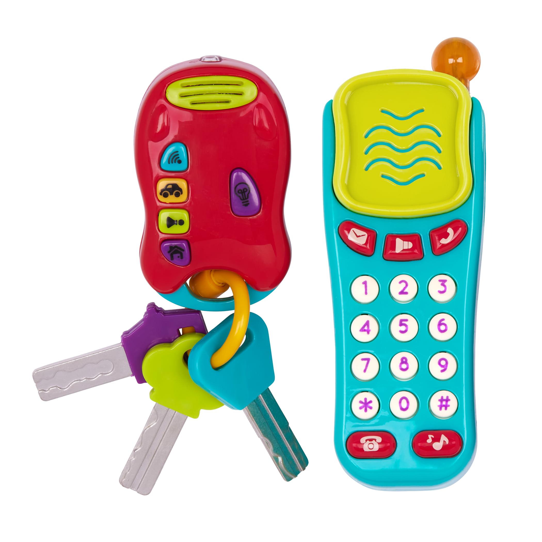Battat Sensory Pretend Phone & Keychain Toy - Light-Up Electronic Playset for Toddlers 18 Months+ 9