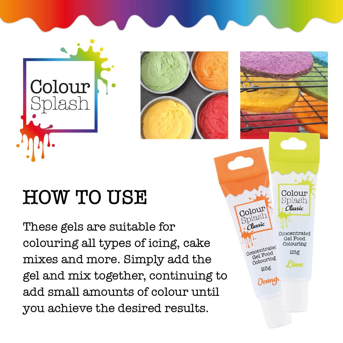 Colour Splash Neon Food Colouring Gel Set - 5 x 25g Tubes 6