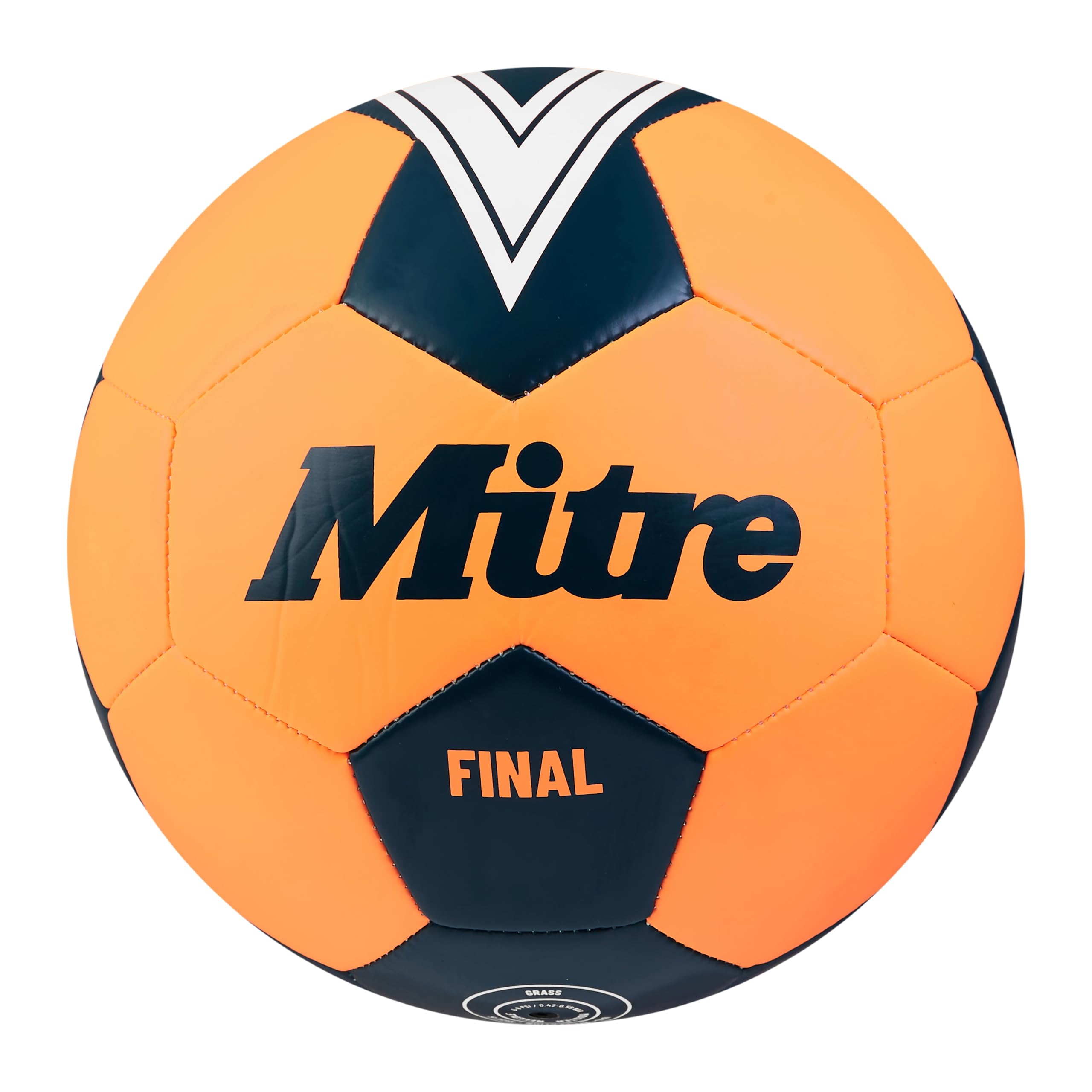 Mitre Final Recreational Football - Size 5 | Fluo Orange/Tidal Teal | Machine Stitched 1
