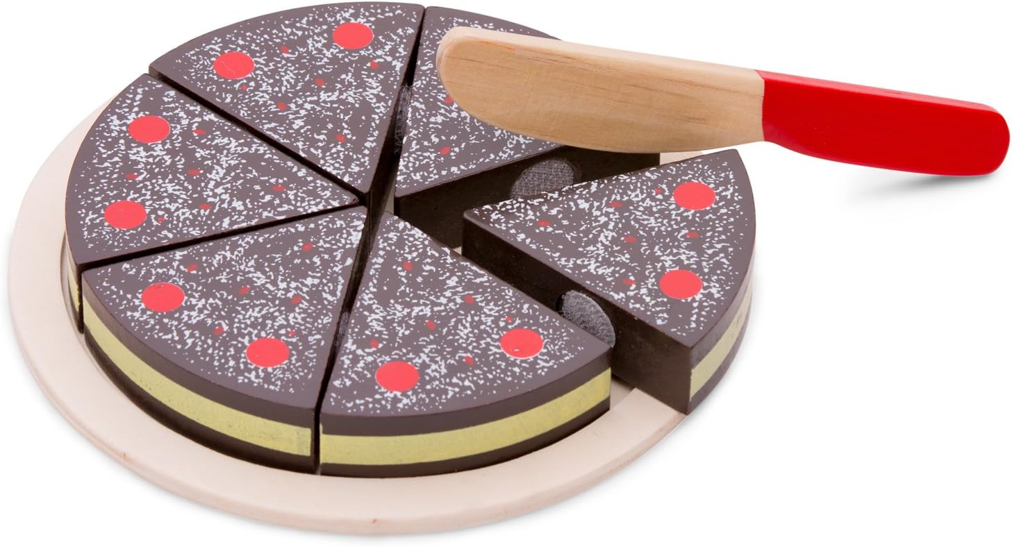 New Classic Toys 10584 Wooden Pretend Play Cutting Cake - Educational Role Play Toy for Toddlers 2+ 4