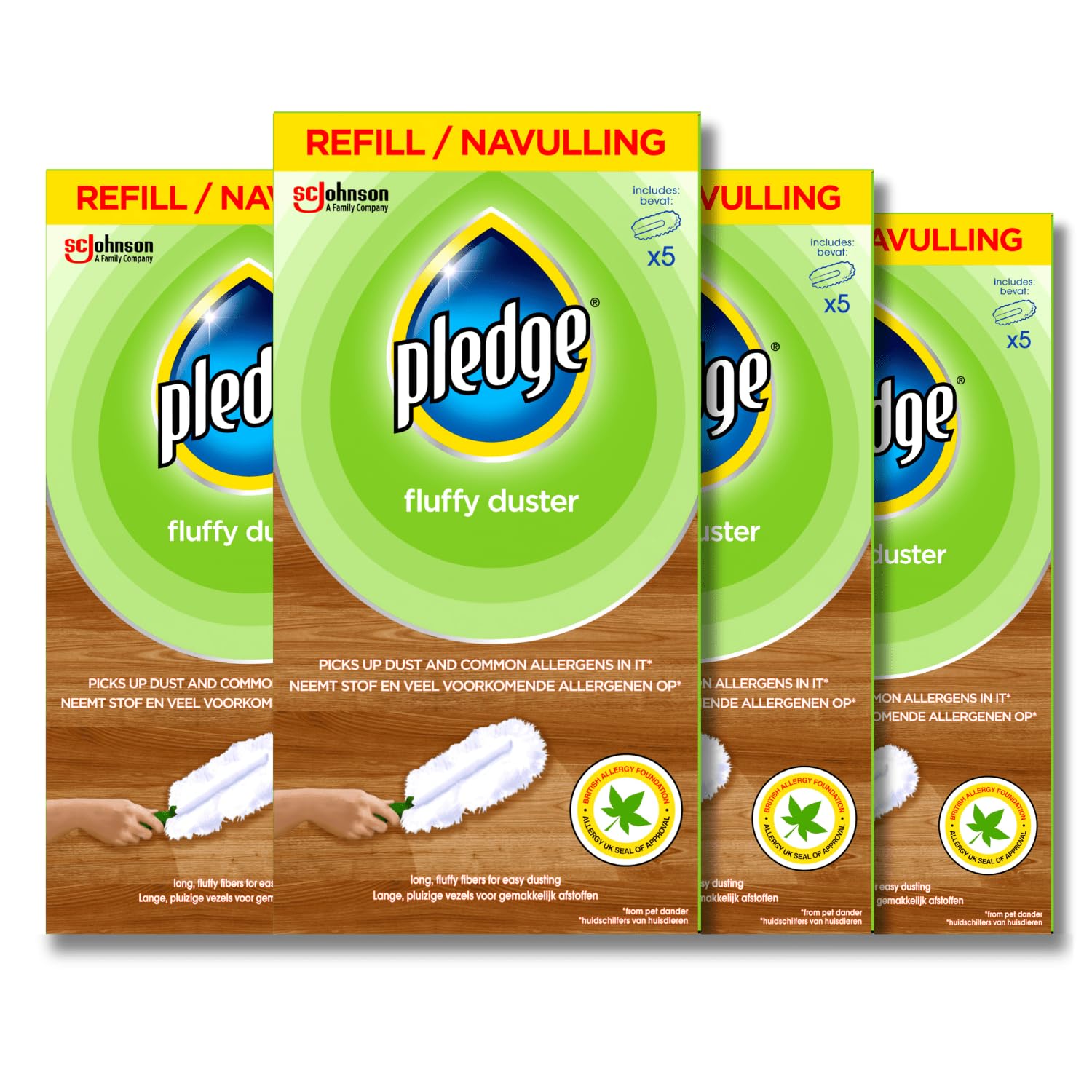 Pledge - Fluffy Duster Refills for Effective Dusting, Pack of 20 (4x5) 5