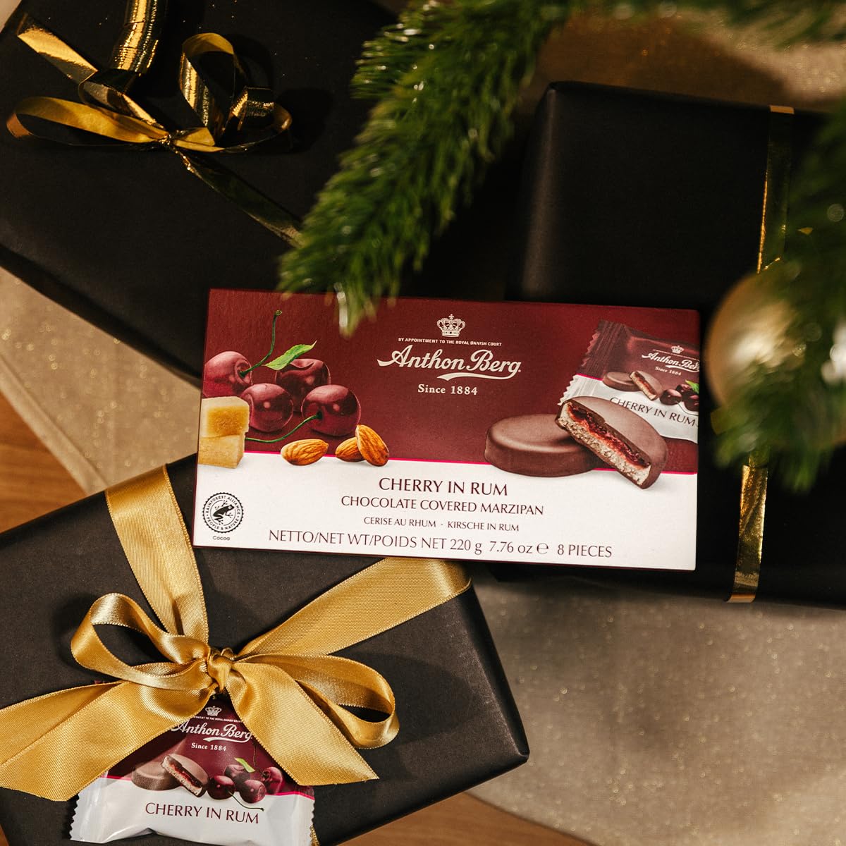 Anthon Berg Dark Chocolate Covered Marzipan Treats - Cherry in Rum 220g 5