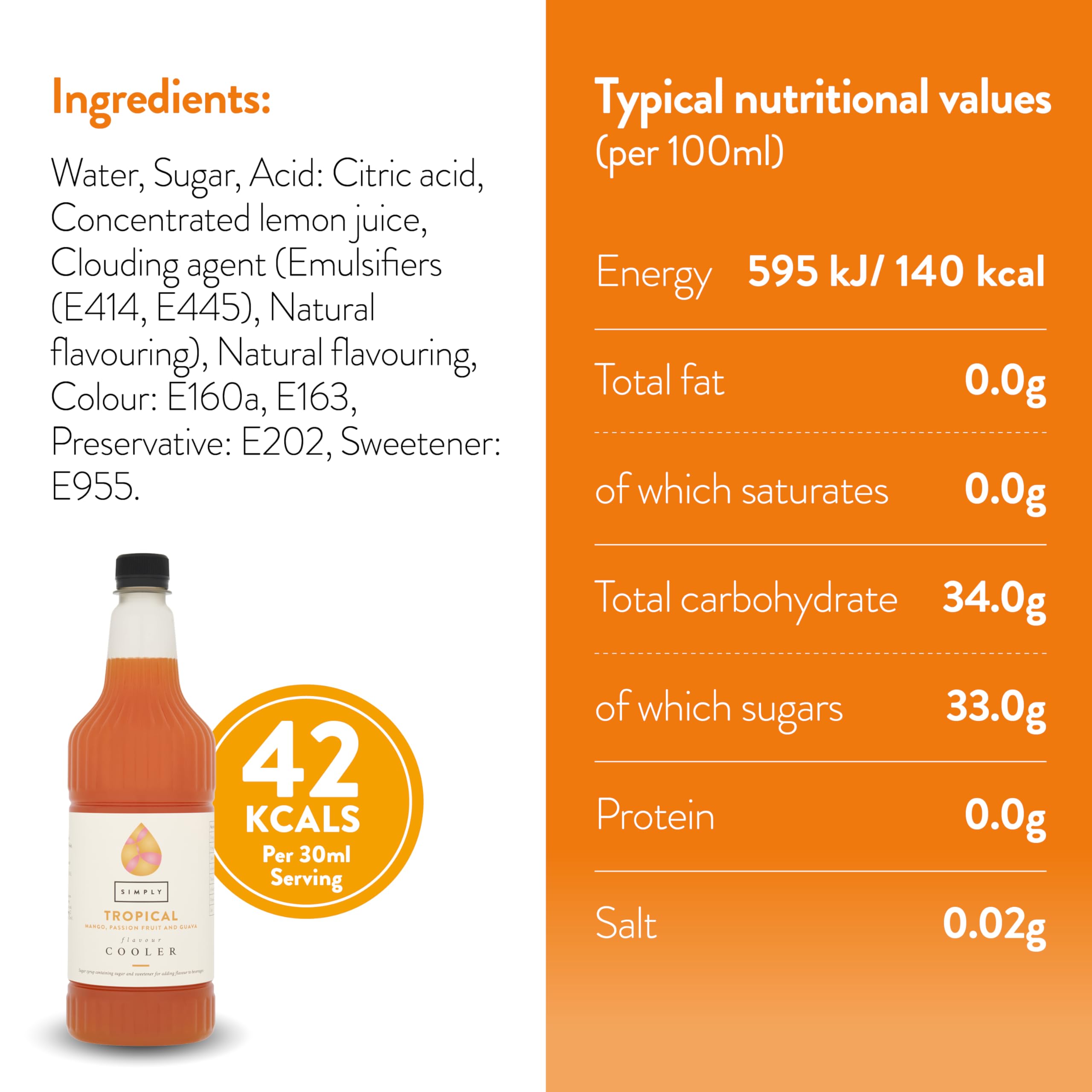 Simply Tropical Cooler Mango Passion Fruit Guava Syrup - Vegan & Gluten Free Beverage Concentrate 3