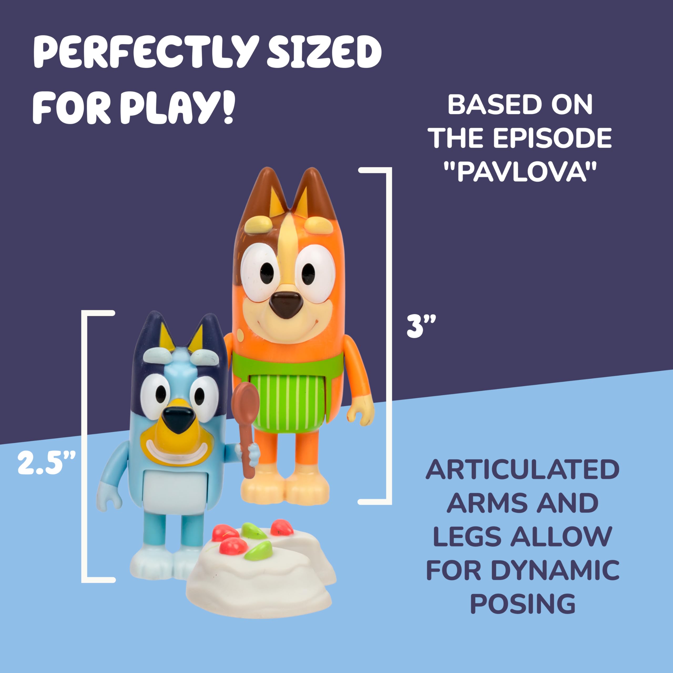 Bluey It's Time For Pavlova 4 Pack Figure Set - 2.5-3 Inches Tall | Articulated Limbs 5