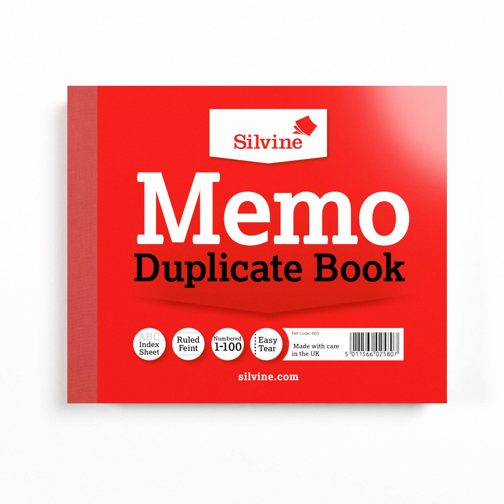 Silvine Duplicate Memo Book - 4x5 Inch | Numbered 1-100 | Perforated Pages | Red Cover 1