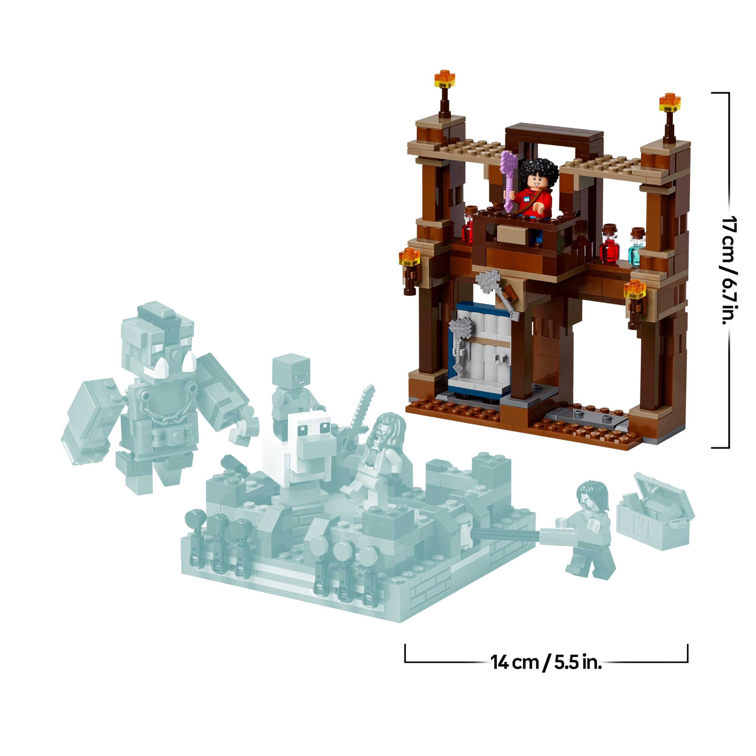 LEGO Minecraft Woodland Mansion Fighting Ring - Building Set with Steve, Garrett, Henry, Baby Zombie, Chicken Jockey, Great Hog - 491 Pieces (21272)