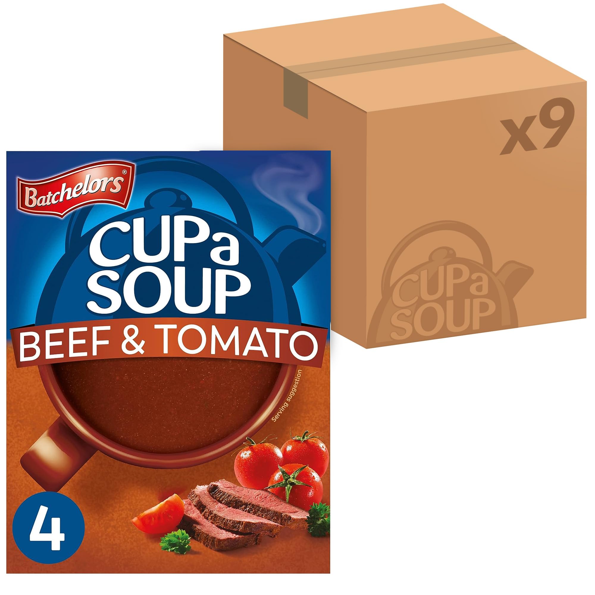 Batchelors Cup a Soup Beef & Tomato Instant Soup Sachets, 88 g Box (Pack of 4)