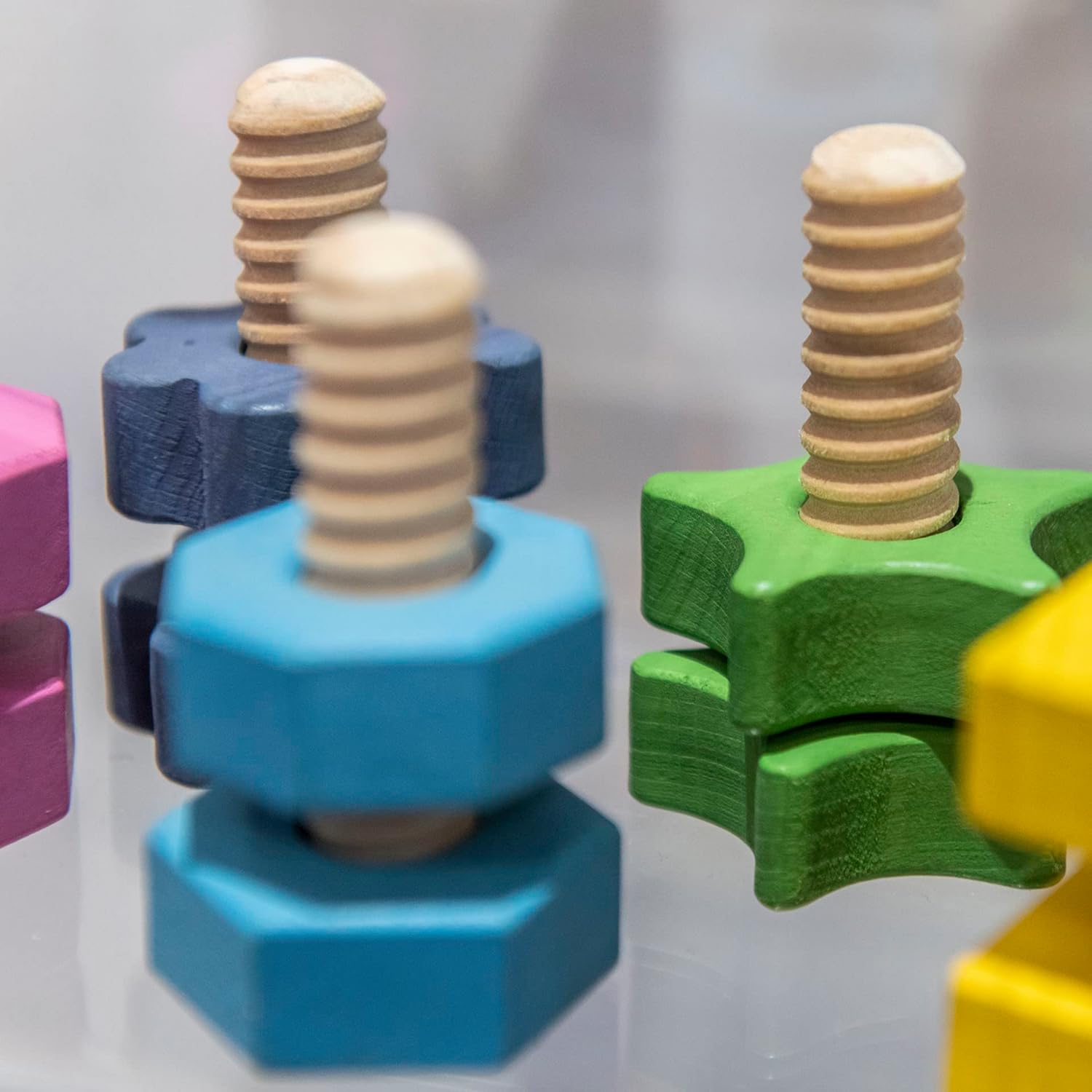 TickiT Rainbow Wooden Nuts & Bolts Pack - Educational Toddler Toy for Fine Motor Skills 6
