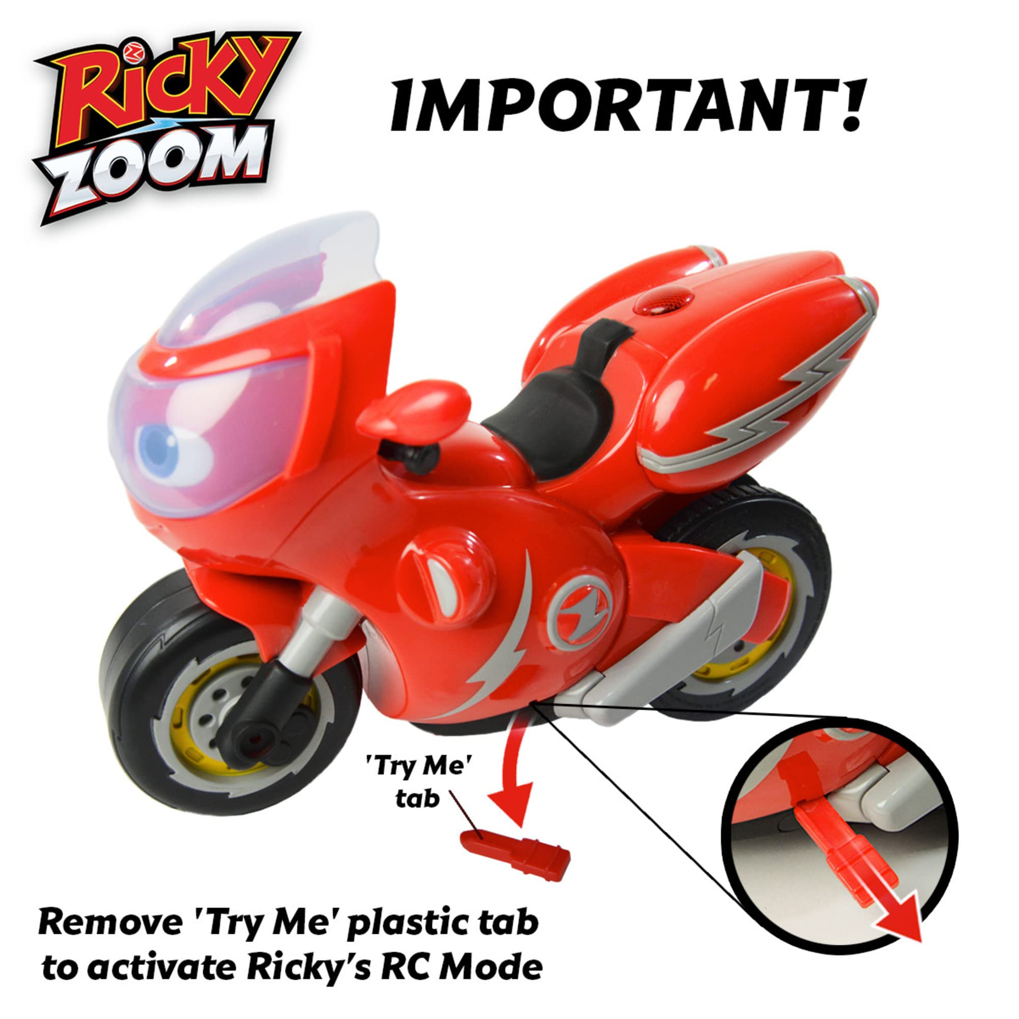 Ricky Zoom T20055A Remote-Controlled Stunt Motorcycle Playset - Wheelie & 360 Spin Action for Kids 5