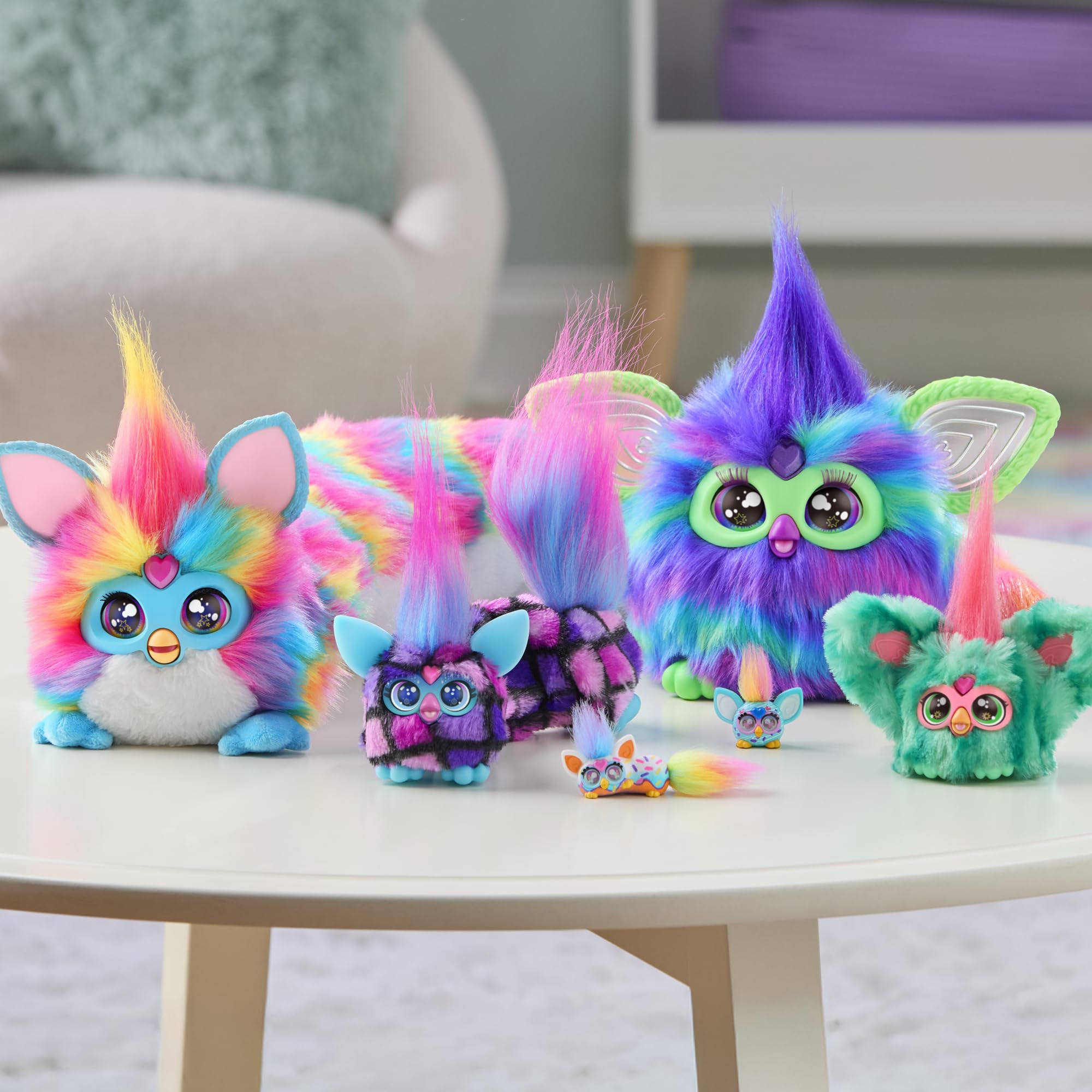 Rain-Bow-Kat DJ Furblets Plush Toy - Interactive Musical Stretchable Figure for Kids 6+