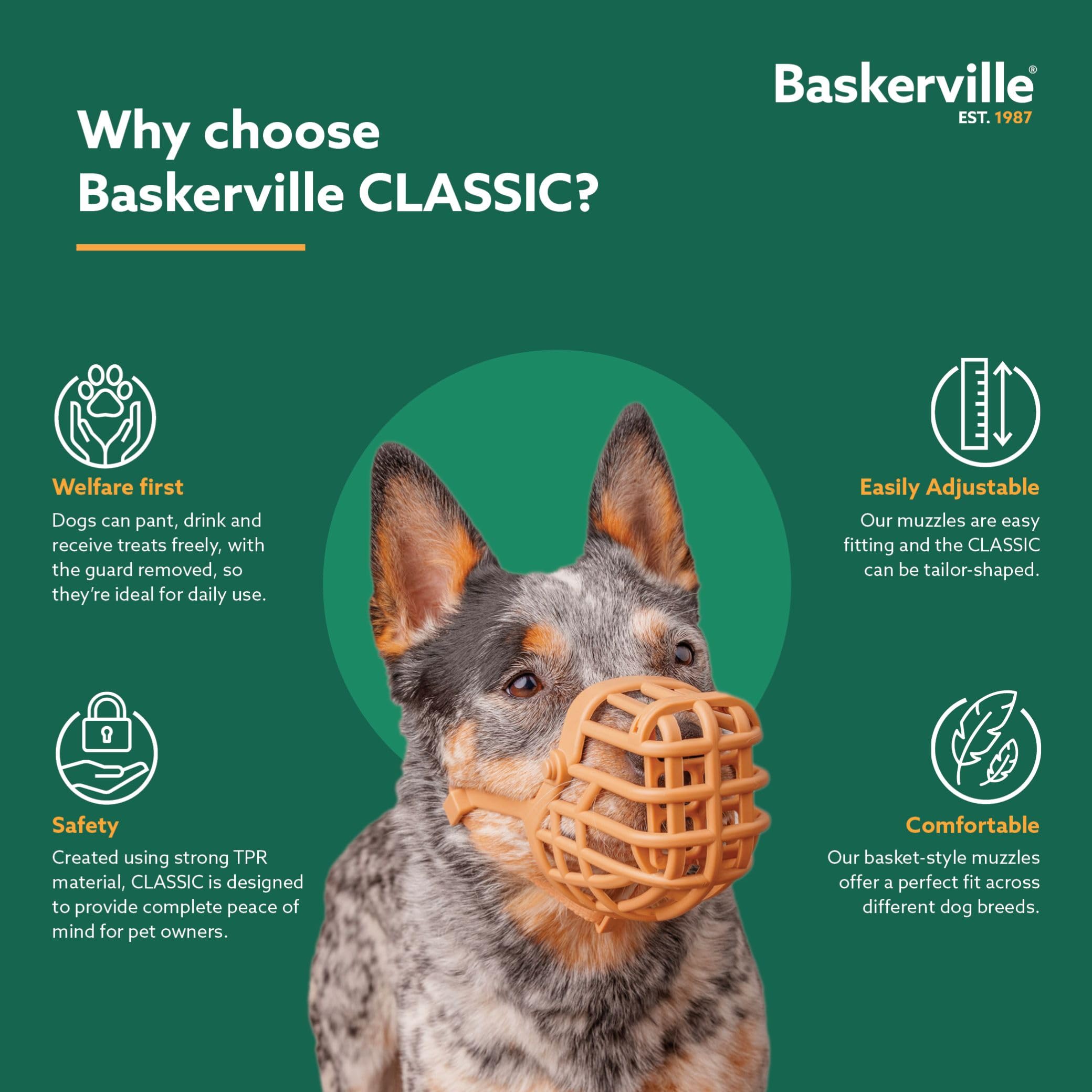 Baskerville Classic Basket Muzzle - Size 10 Brown | Prevents Biting & Scavenging | Allows Drinking & Panting 8