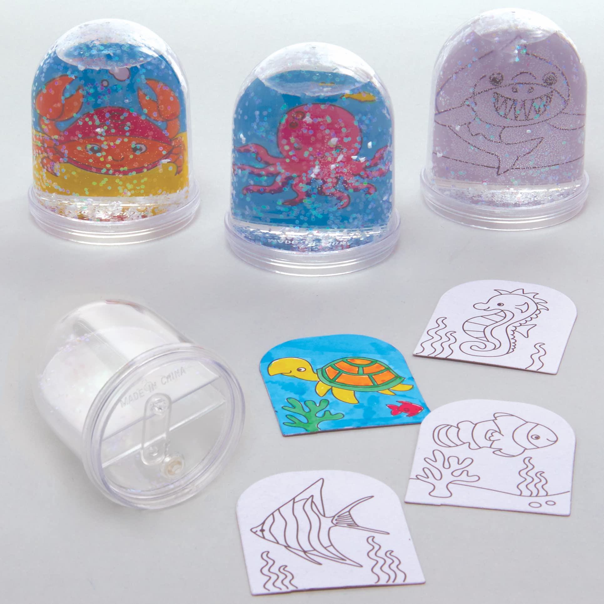 Baker Ross ET437 Sealife Colour-In Snow Globes (Box of 4) Craft Kit