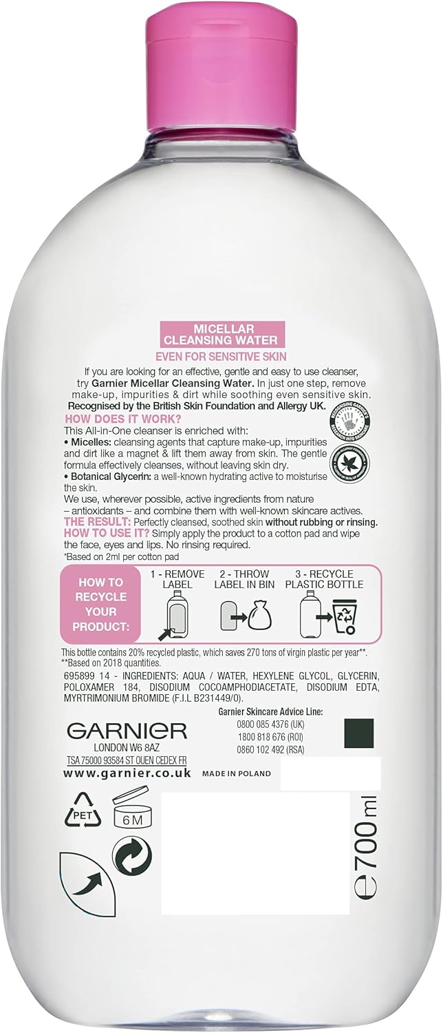 Garnier - Micellar Cleansing Water for Sensitive Skin (700ml) 3
