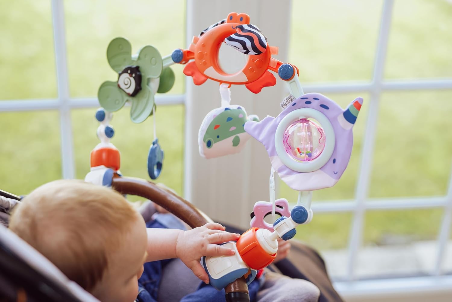 Nuby Ocean Friends Pram Toy Arch - Interactive Baby Toy for Sensory & Motor Skill Development