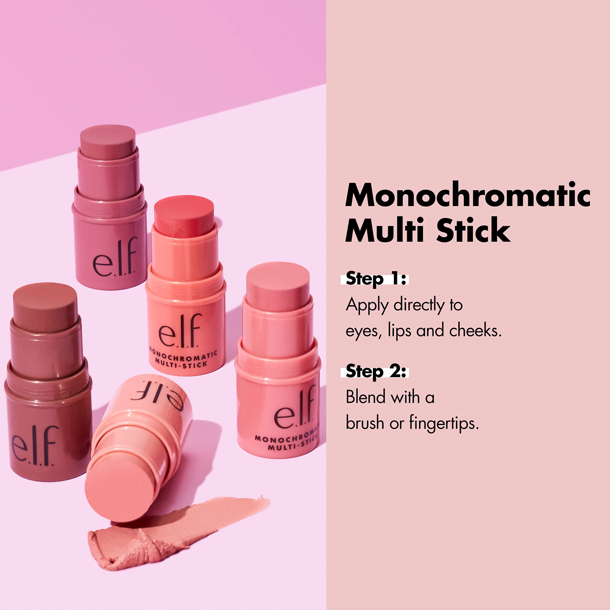 e.l.f. Monochromatic Multi Stick - Cream-to-Powder Color for Eyes, Lips & Cheeks (Glistening Peach) 4