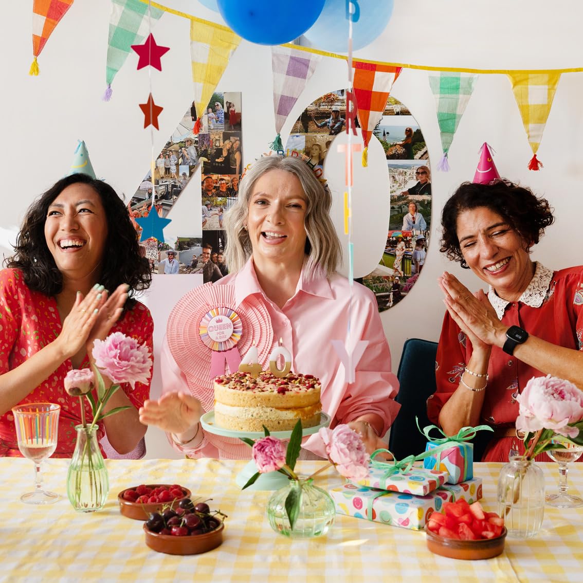 Talking Tables 5 x Birthday Balloons with Colourful Stars - Hanging Party Decorations 3