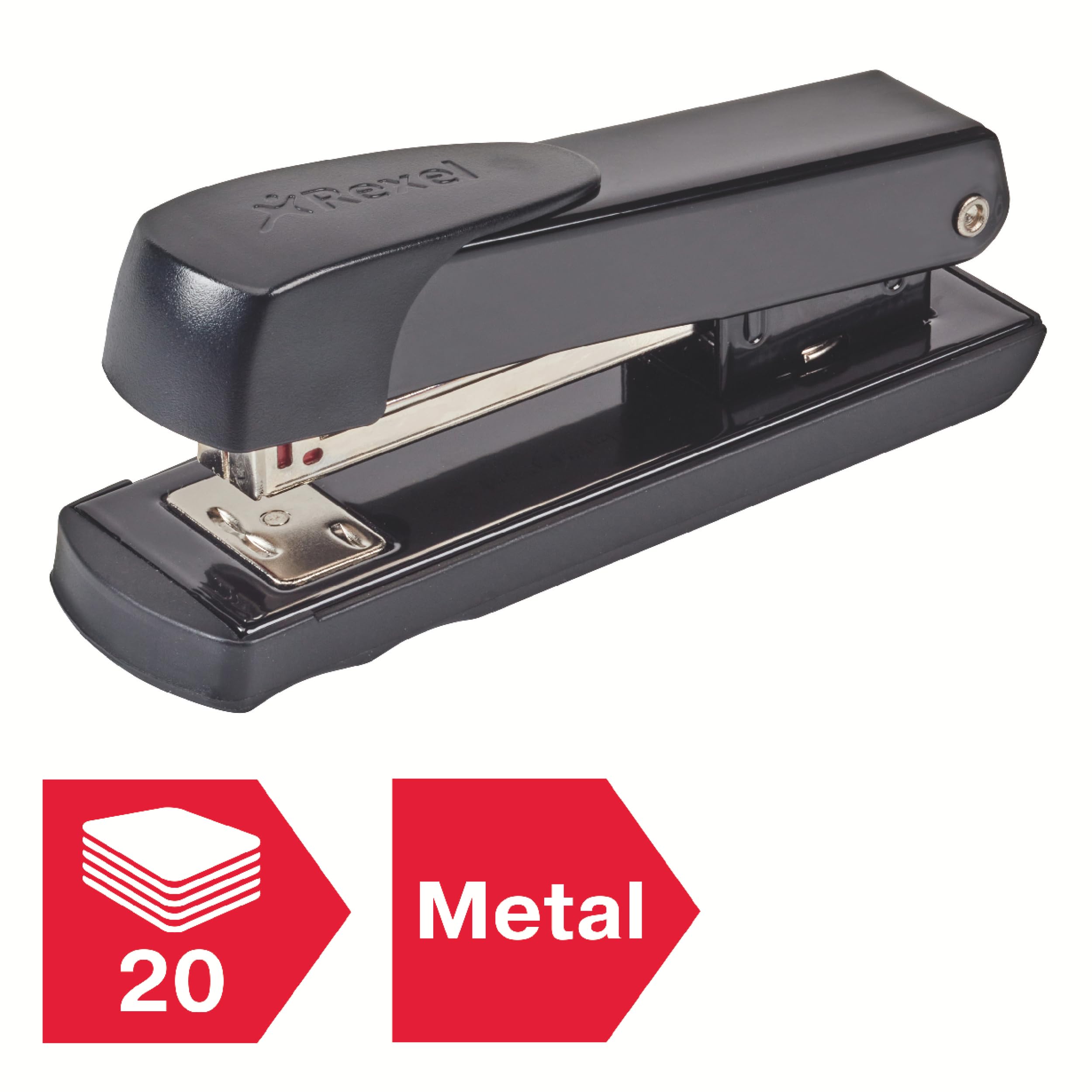 Rexel Meteor Half Strip Stapler - 20 Sheet Capacity | Metal Construction | Includes 1000 Staples