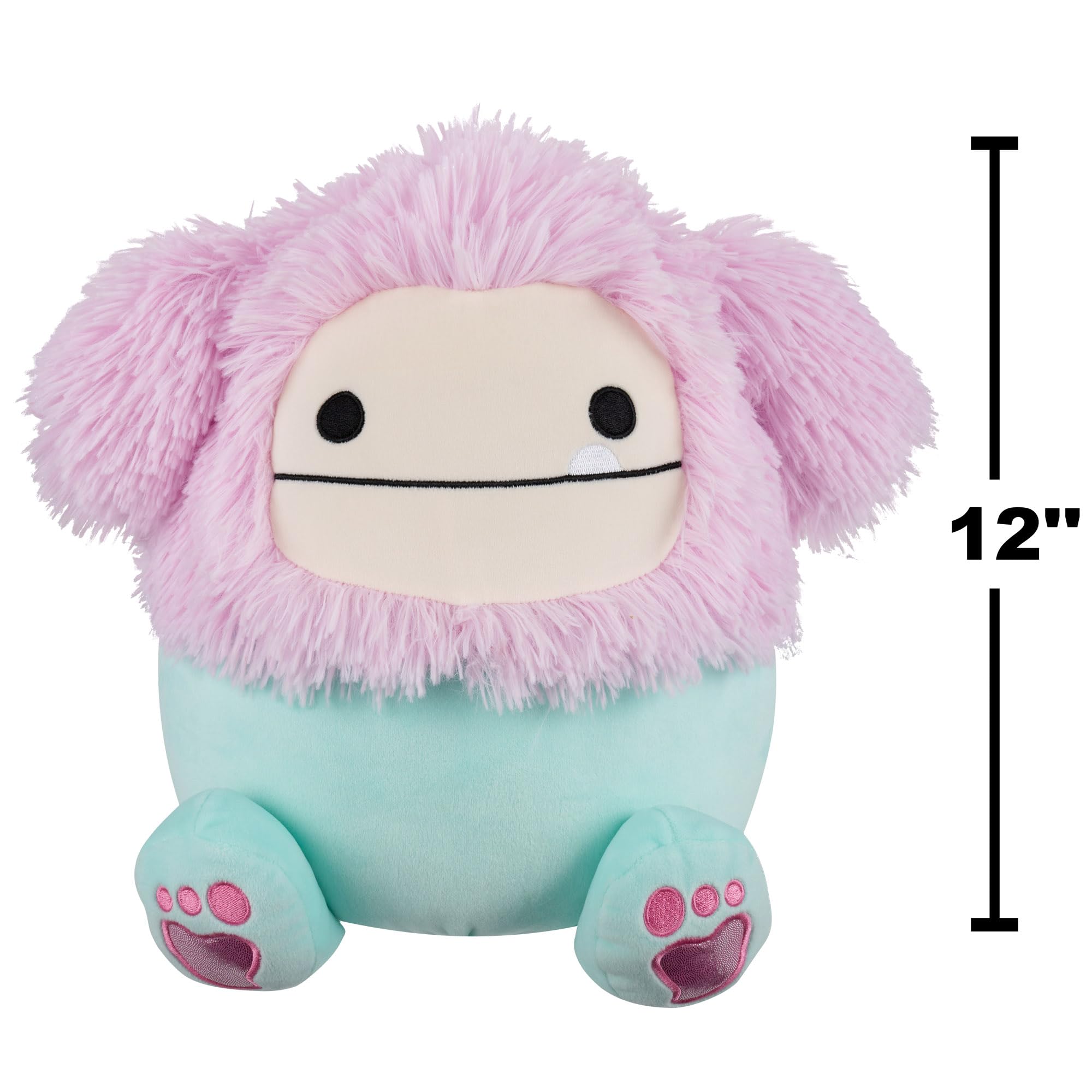 Squishmallows 12-Inch Bessem the Mint and Pink Bigfoot with Sparkly Feet - Plush Toy 4