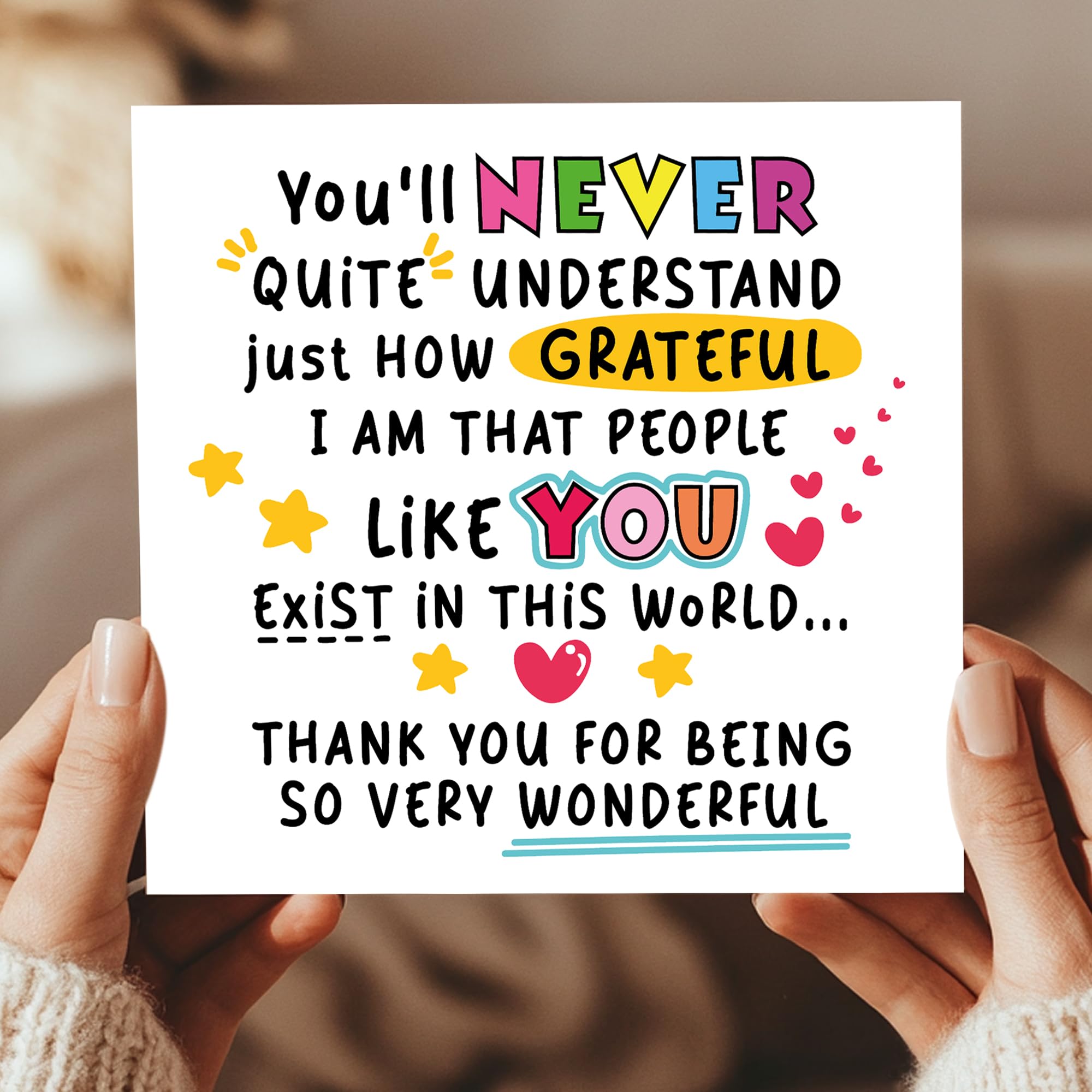 RED OCEAN Handmade Thank You Card - Square 14.5cm | 350gsm Matte Card | Brown Craft Envelope Included 2
