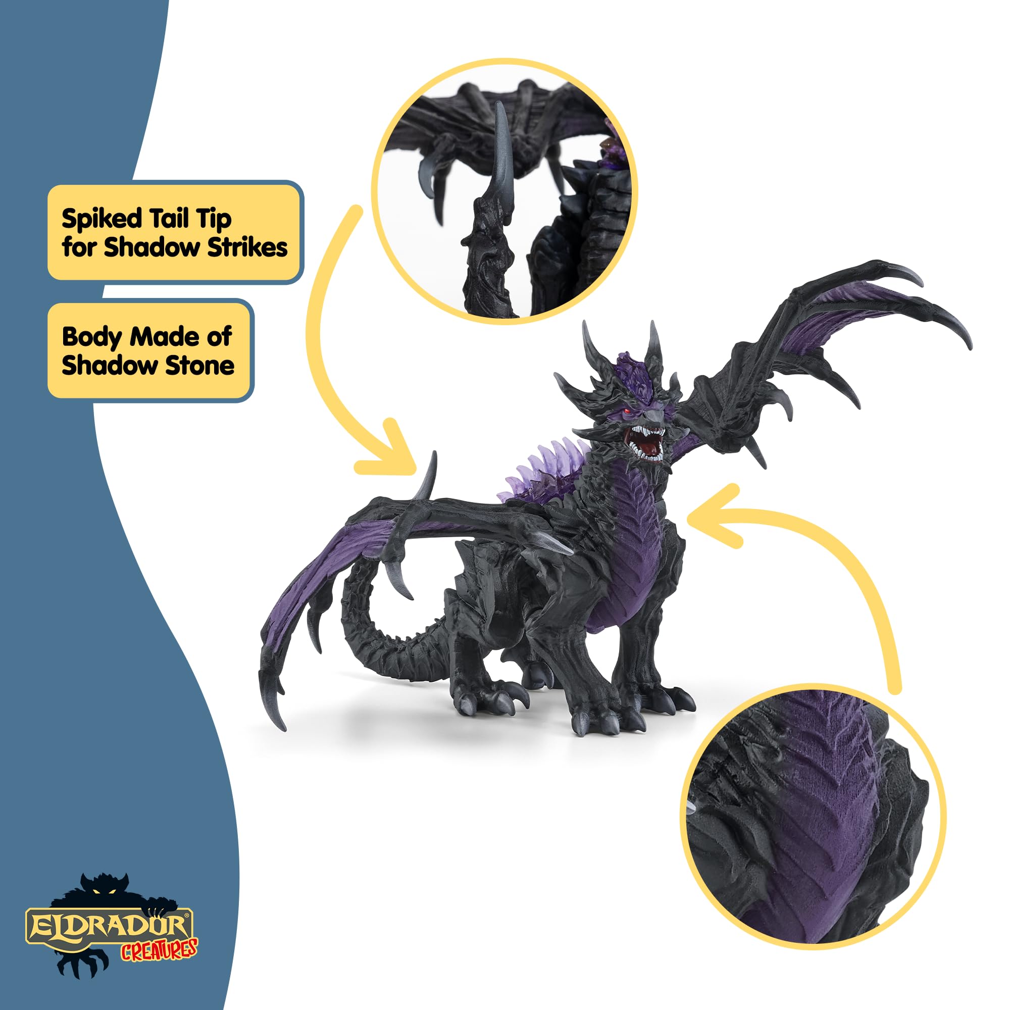 Schleich 70152 Eldrador Creatures Shadow Dragon Figurine - Translucent Black & Purple Dragon for Ages 7+ 9