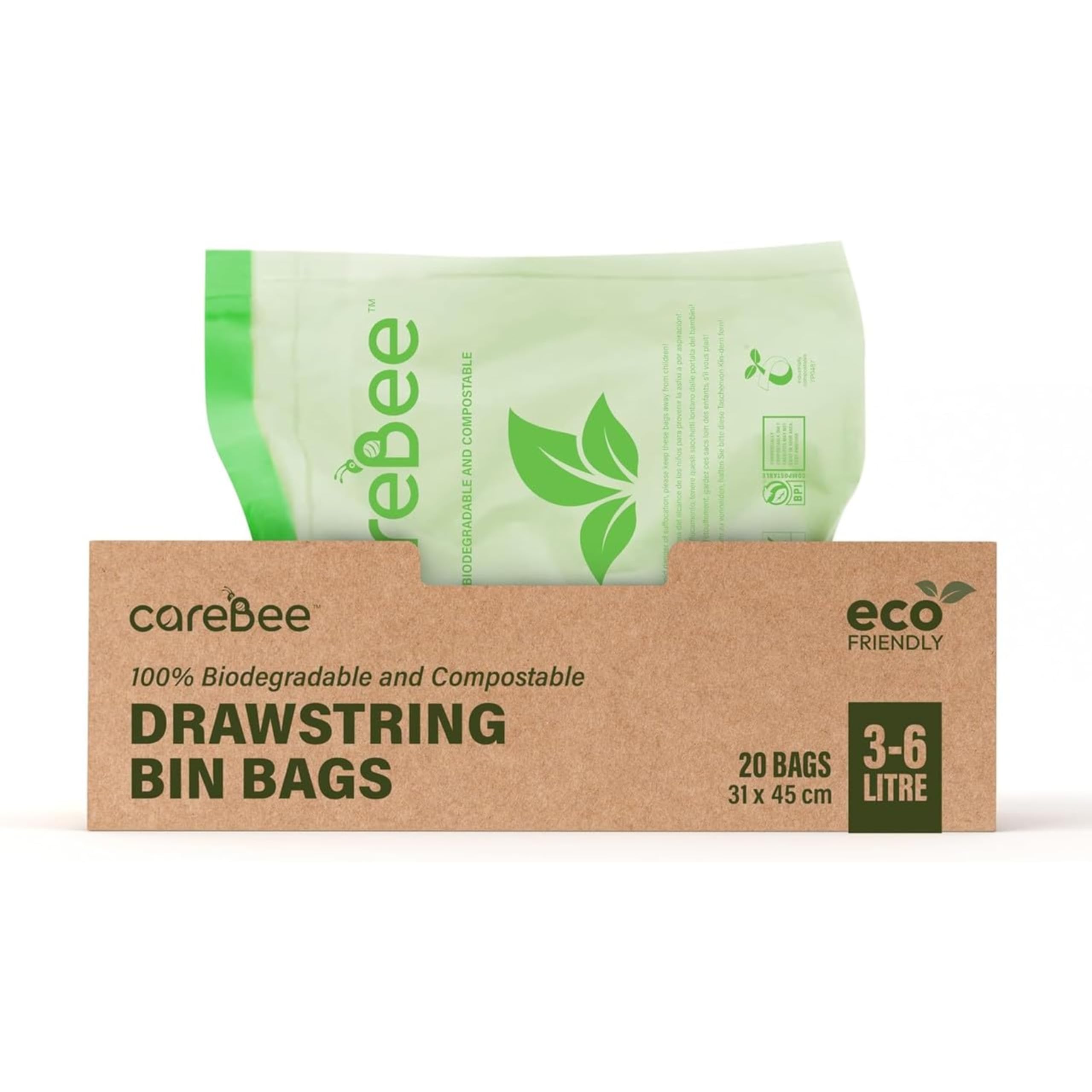 CareBee Heavy Duty Drawstring Bin Bags | 3-6L Capacity | Pack of 20