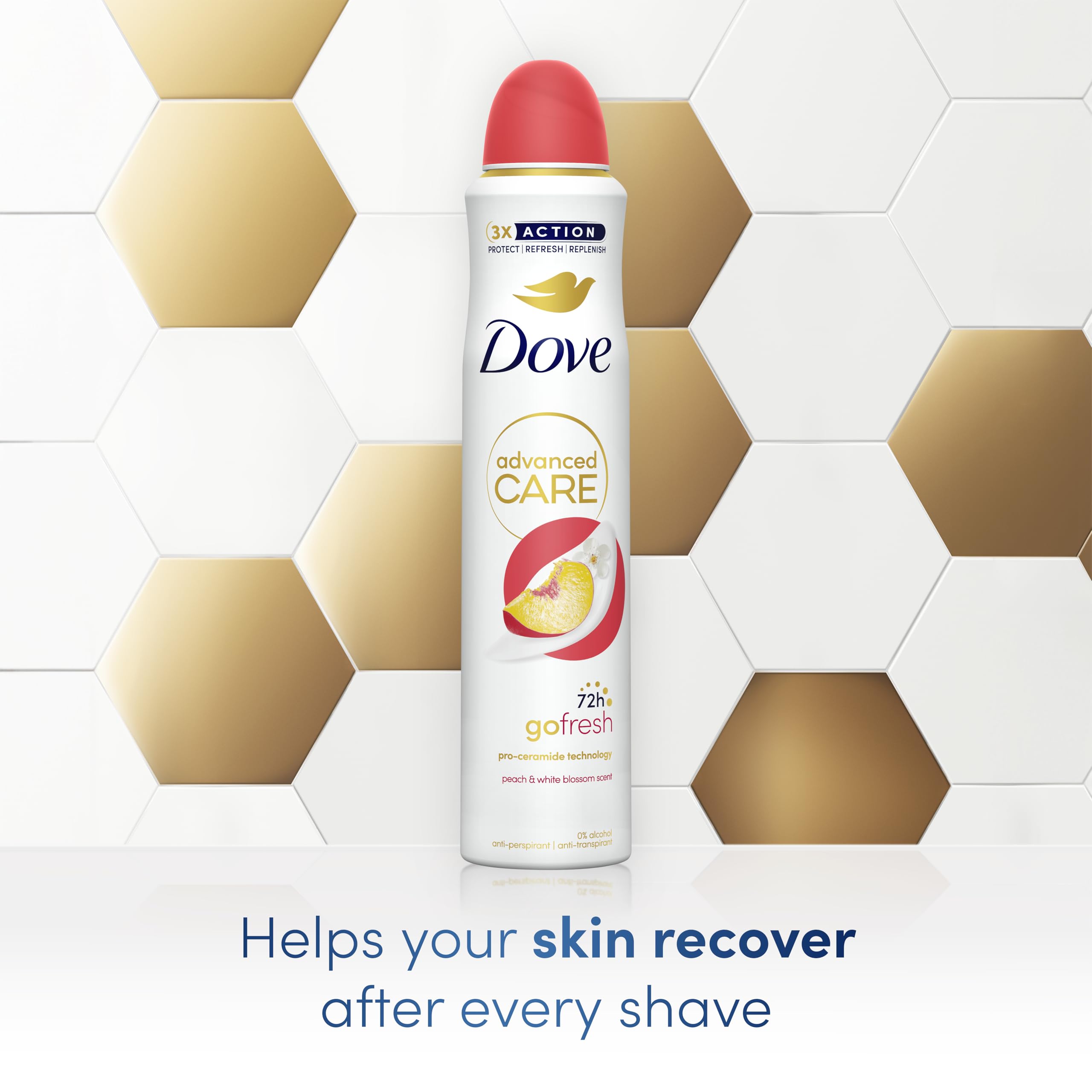 Dove Advanced Care Go Fresh Peach & White Blossom Antiperspirant Deodorant Spray (200 ml) 4