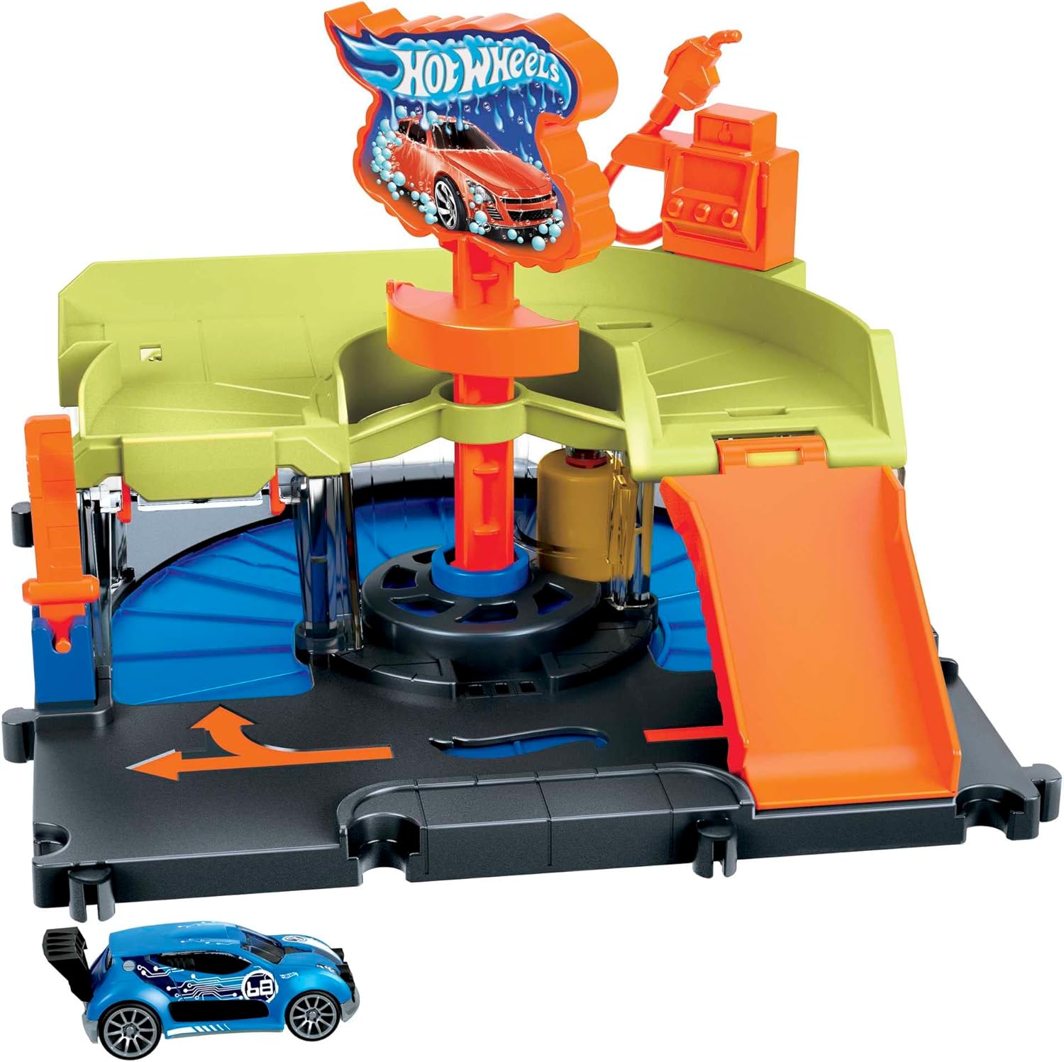 Hot Wheels City Downtown Express Car Wash Playset - Connectable Vehicle Playset for Kids 4-8 Years
