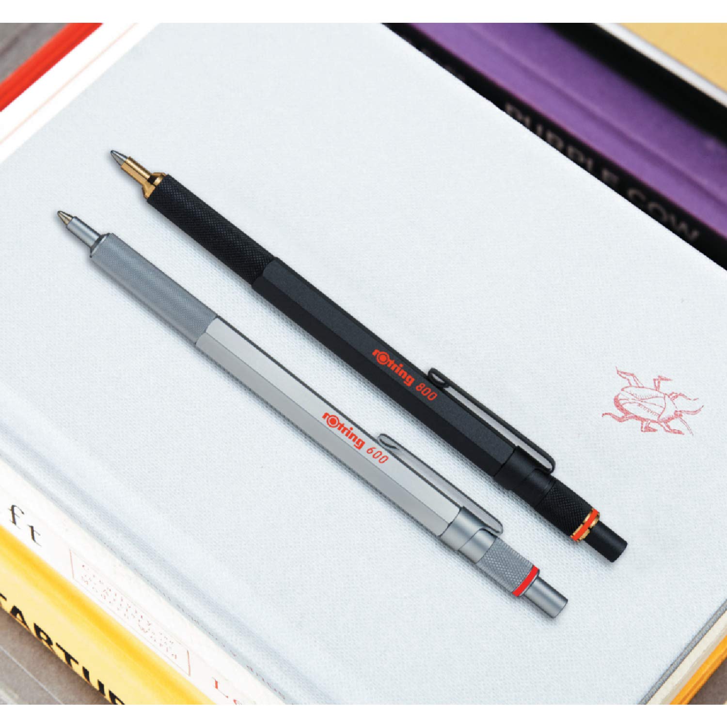 rOtring 600 Retractable Ballpoint Pen - Medium Point Black Ink | Full Metal Body | Silver