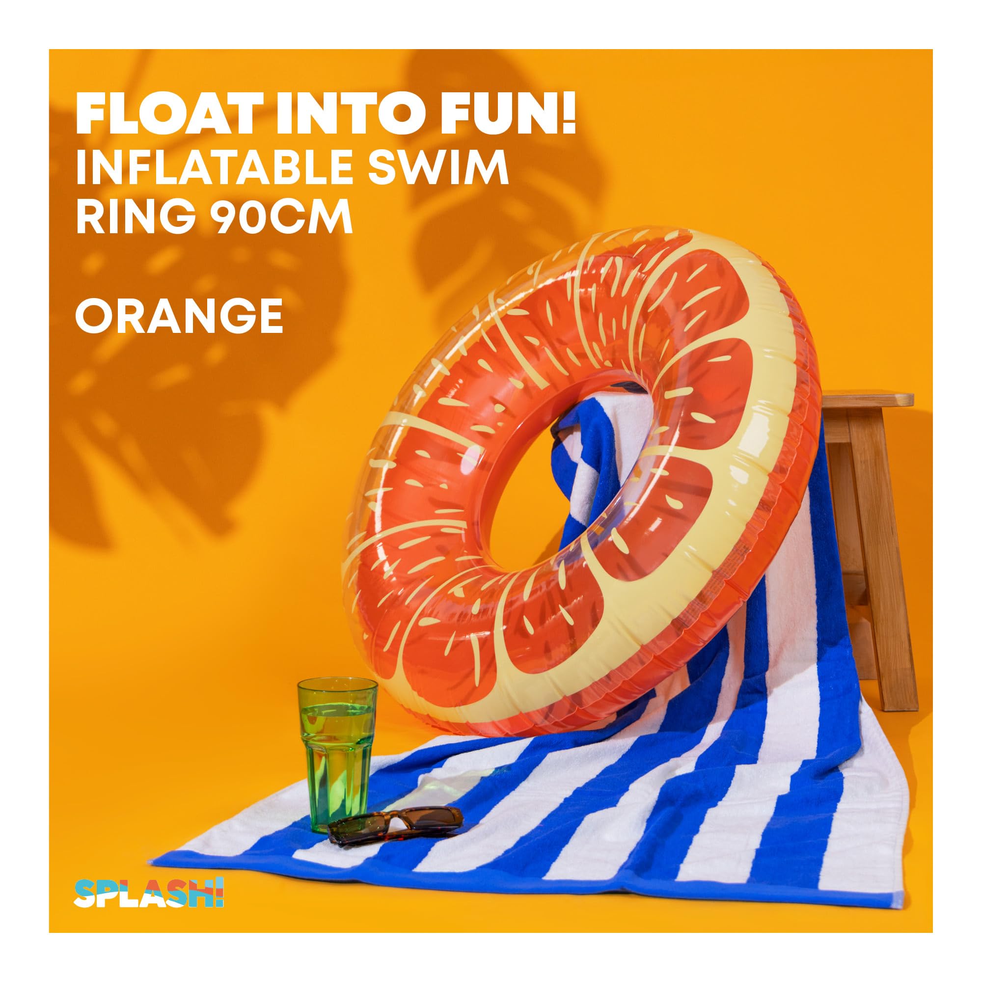 SPLASH! Inflatable Swimming Ring 90cm - Durable PVC, Supports 80kg | Fruit Design 2
