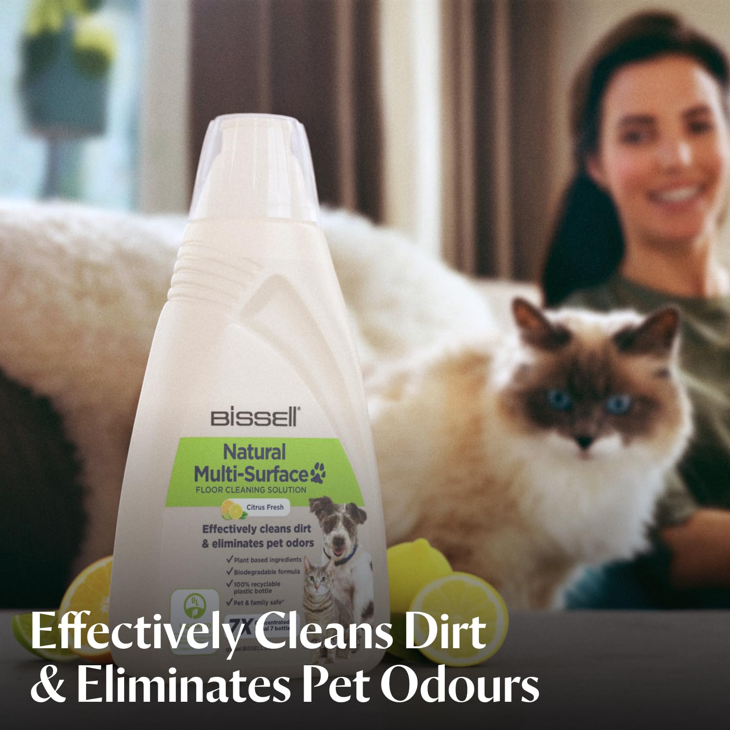 BISSELL Natural Pet Multi-Surface Floor Cleaning Solution - Plant-Based Formula for Sealed Floors & Rugs | 1 L 2
