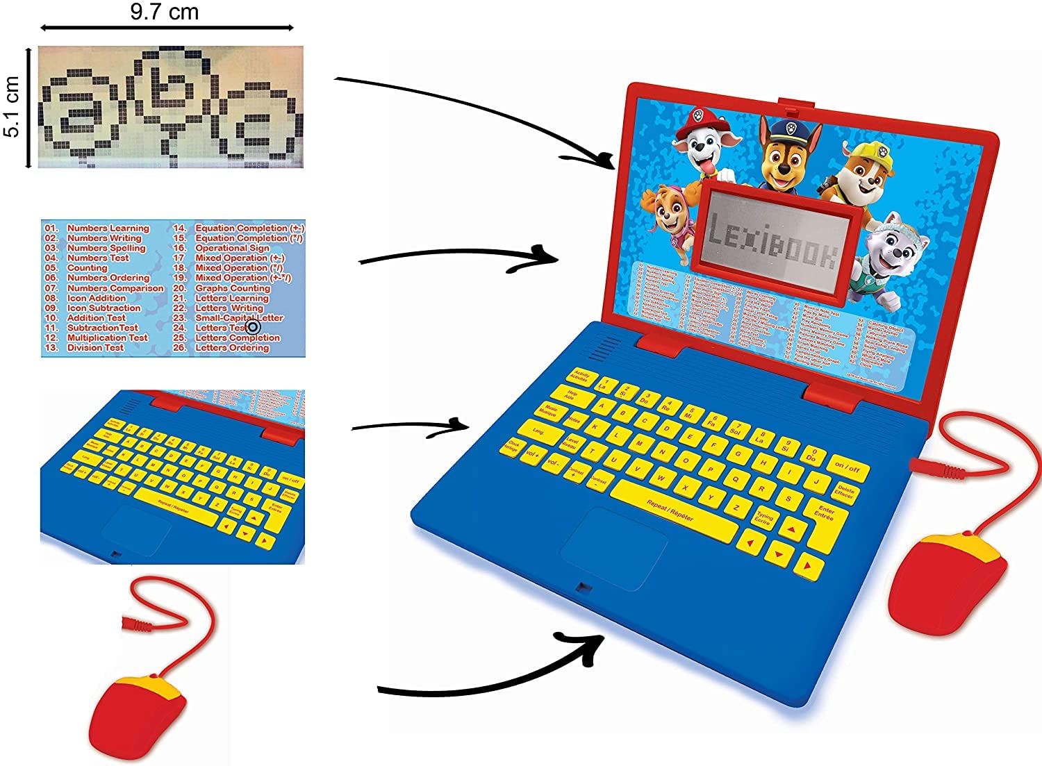 Lexibook Paw Patrol Educational Bilingual Laptop - English & French Learning for Kids 11