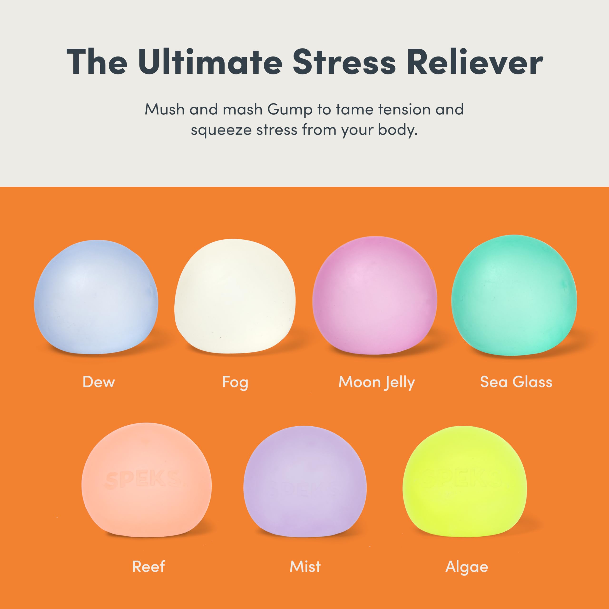 Speks Gump Stress Balls - Silky Soft Memory Gel Squishy Fidget Toy for Adults and Teens 14+ | Reef 4