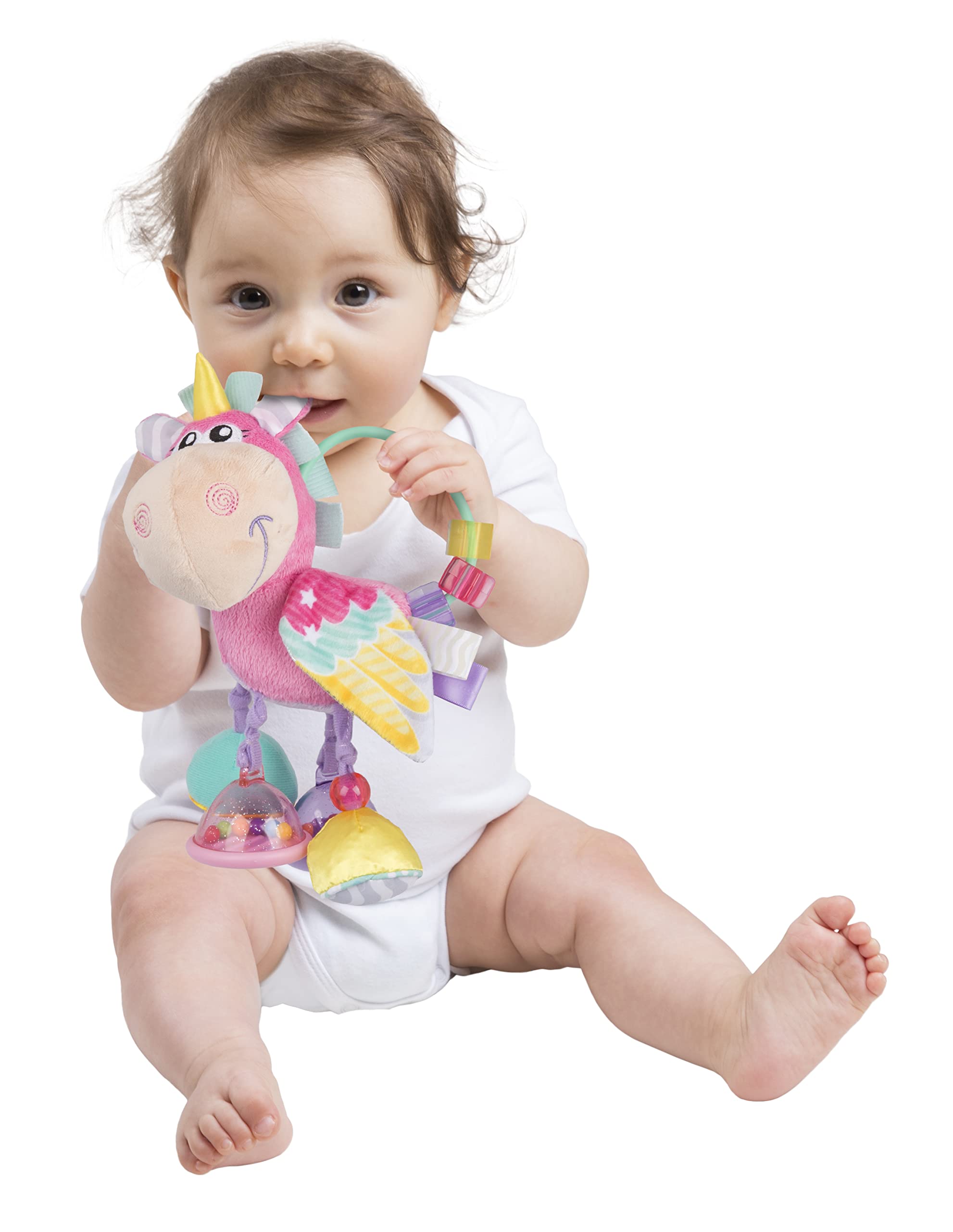 Playgro Unicorn Clip Clop Activity Rattle - Sensory Teether for 3M+ 4