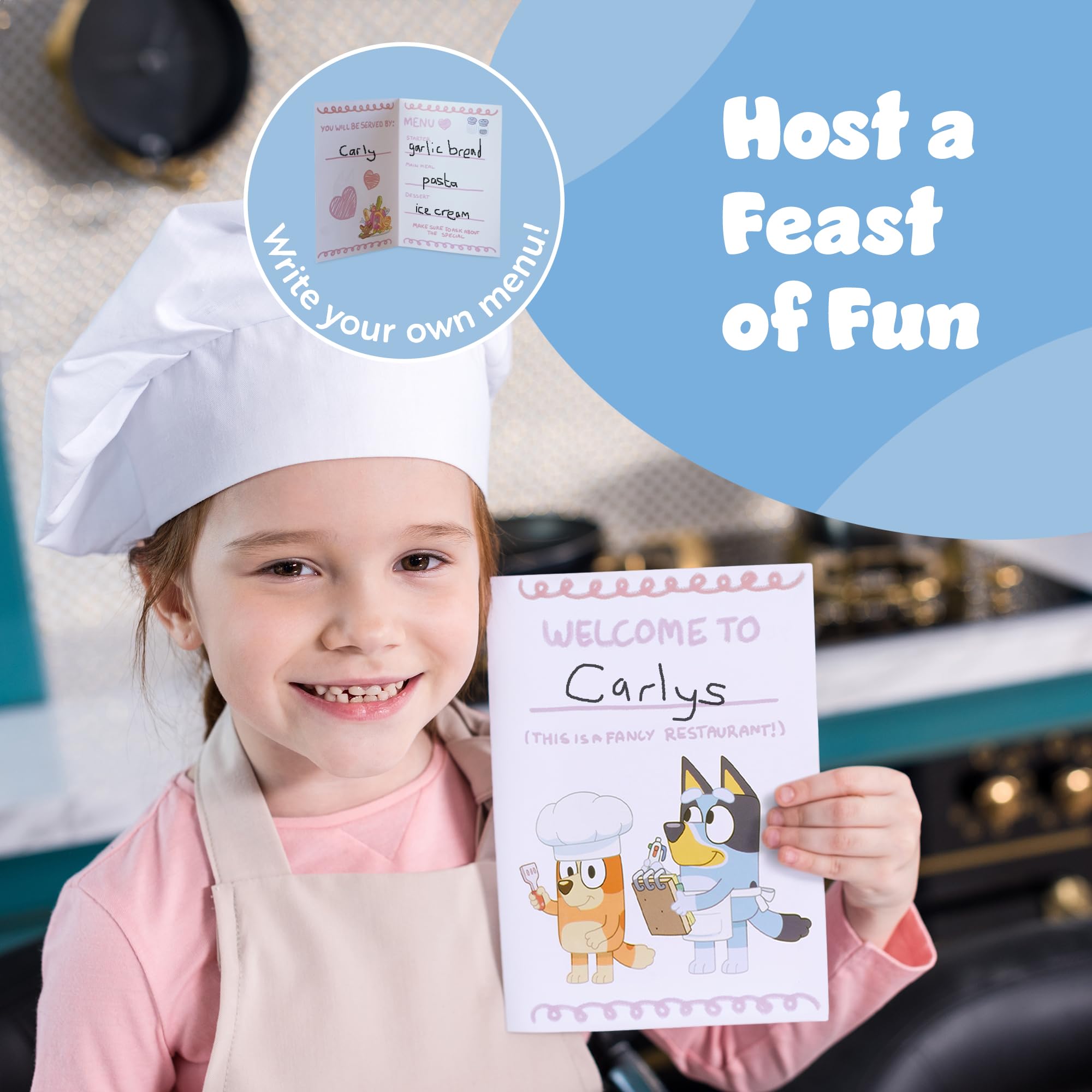 BLUEY - Dine In with Bluey 32-Piece Wooden Toy Playset for Kids 6