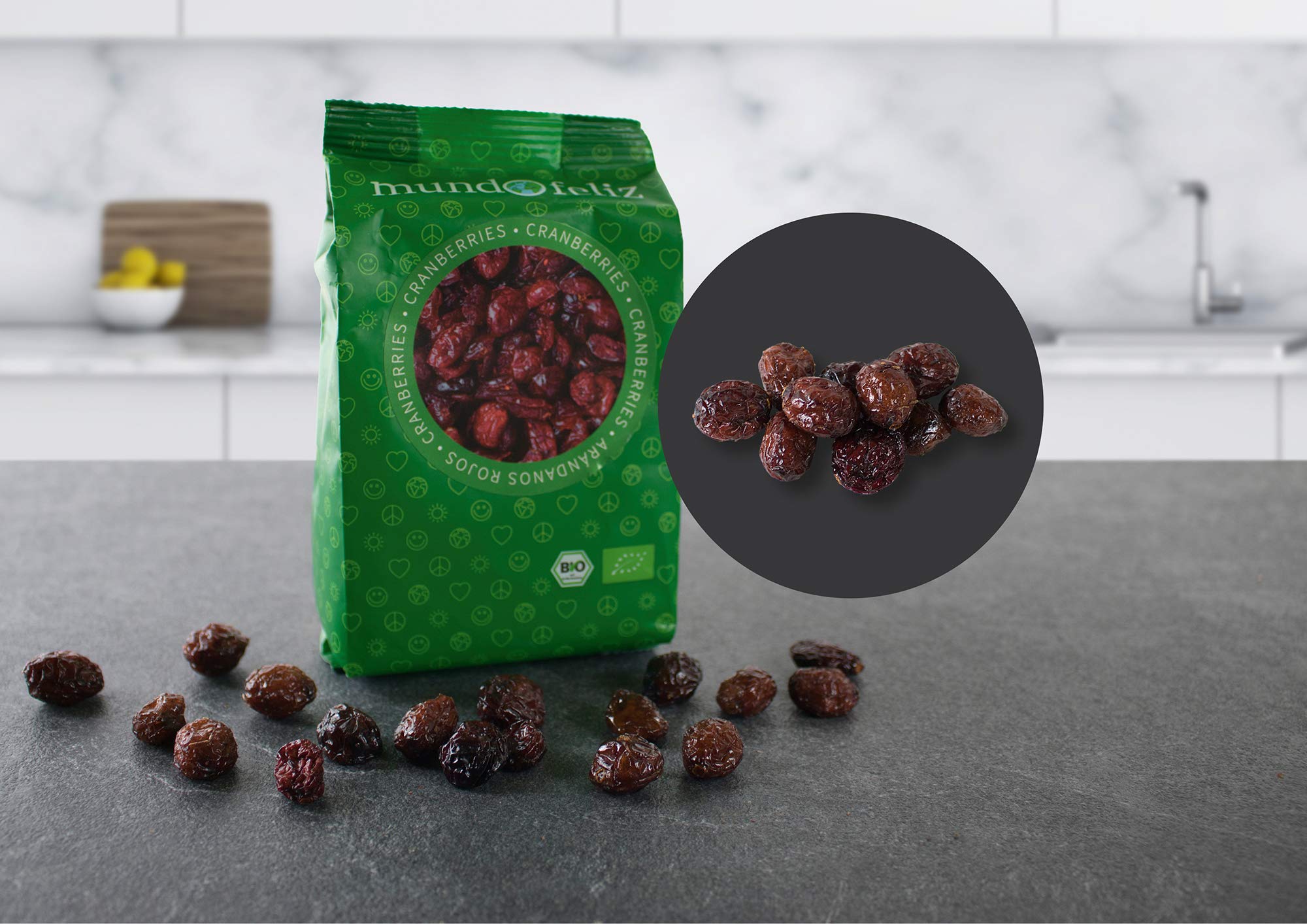 Mundo Feliz Organic Dried Cranberries - 5 x 100 g Pack | Unsweetened, No Added Sugar