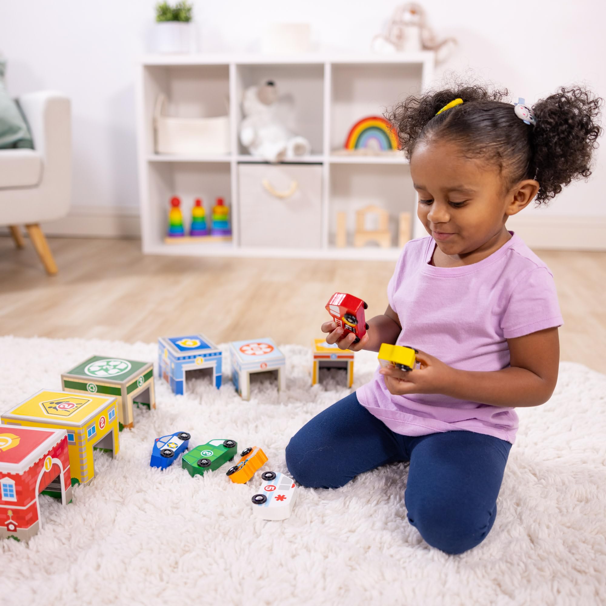 Melissa & Doug Nesting and Sorting Blocks – 6 Buildings & 6 Wooden Vehicles for Ages 2-5 7