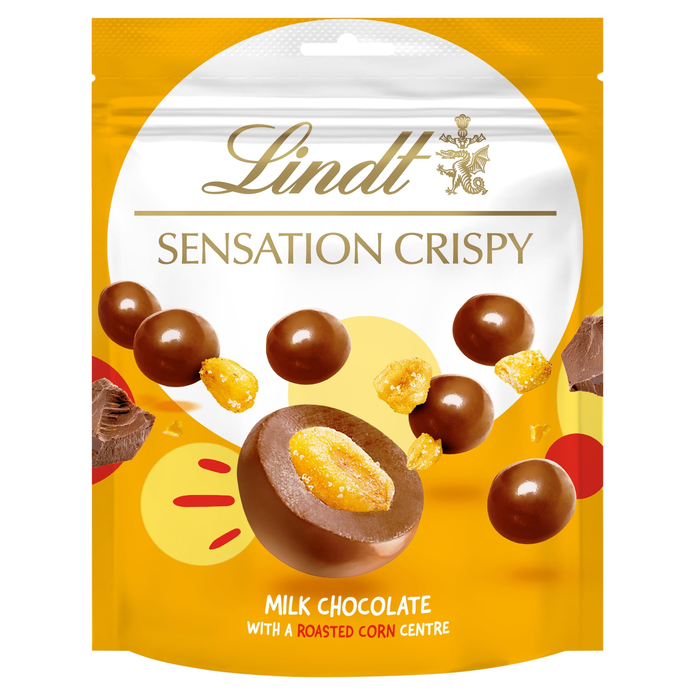 Lindt Crispy Corn Sensations - Milk Chocolate with Toasted Corn 140g Pouch