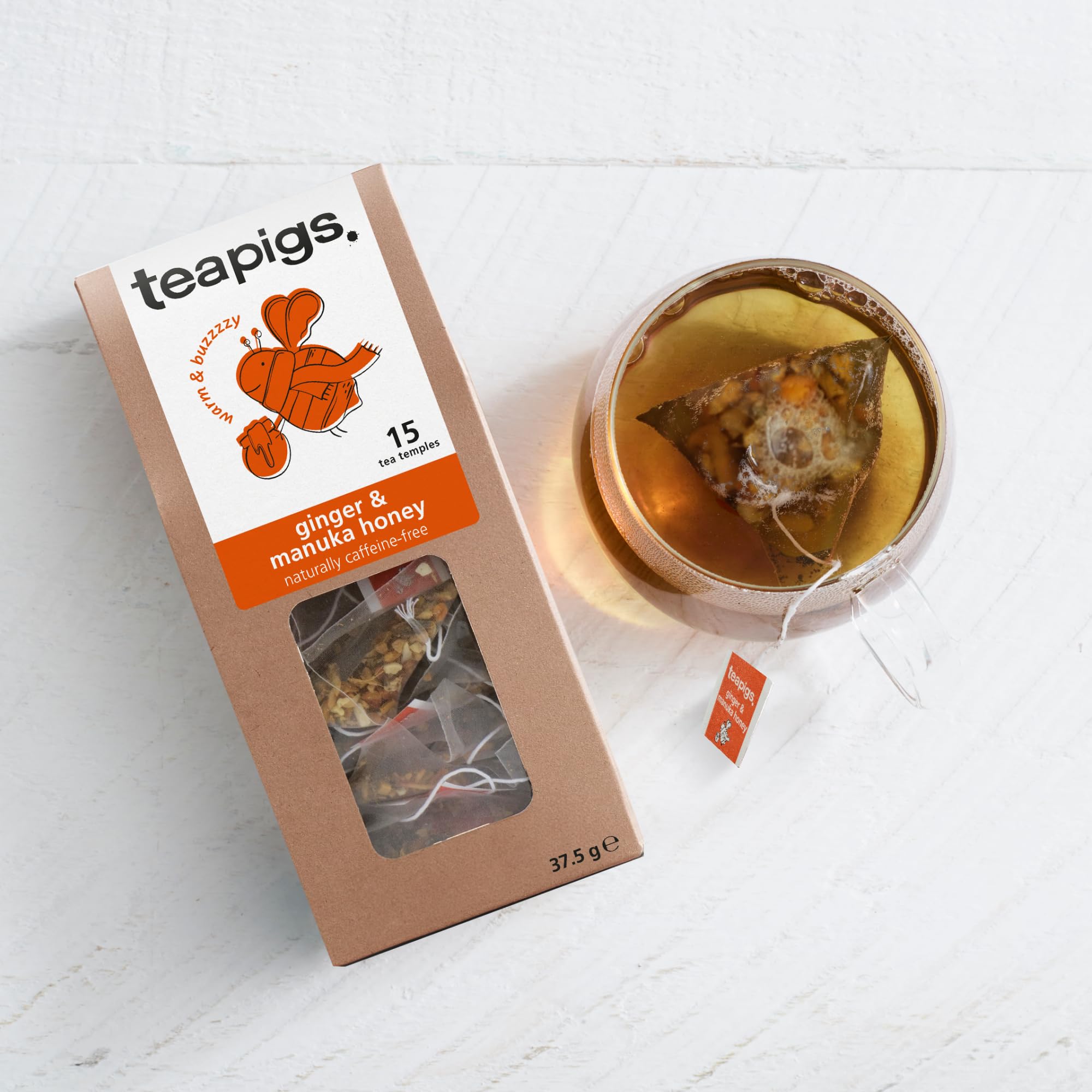 teapigs Ginger & Manuka Honey Tea - Caffeine-Free Herbal Tea Bags 4