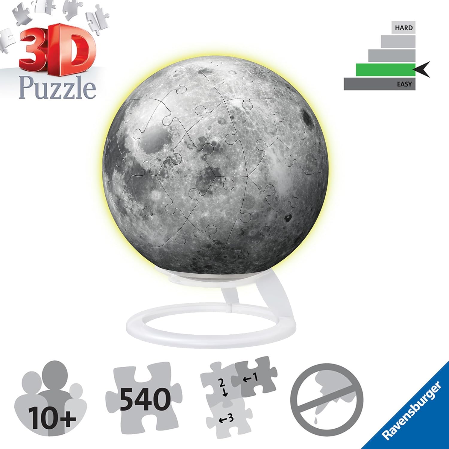 Ravensburger Glow in the Dark Moon 3D Puzzle - 72-Piece Educational Toy for Ages 6+ 4