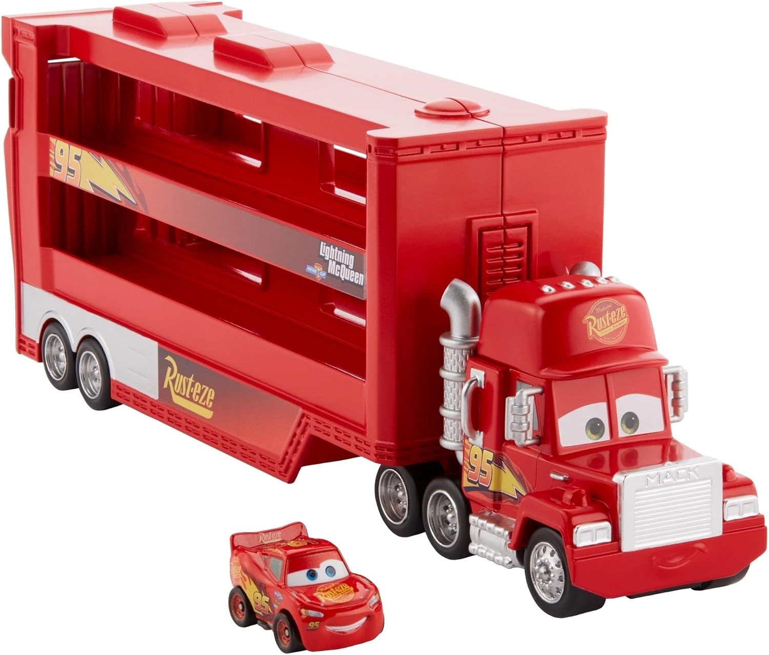 Disney and Pixar Cars Minis Transporter with Vehicle - Mack Hauler Playset for Kids