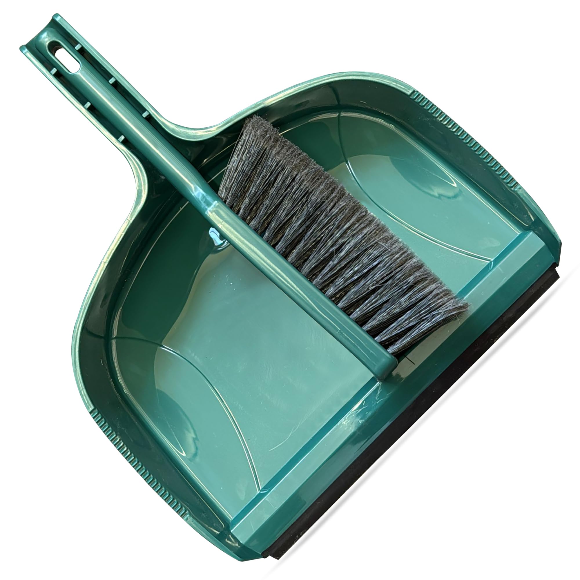 G4GADGET Heavy Duty Jumbo Dustpan and Brush Set - Large Size, Clip-On Storage | Green 1