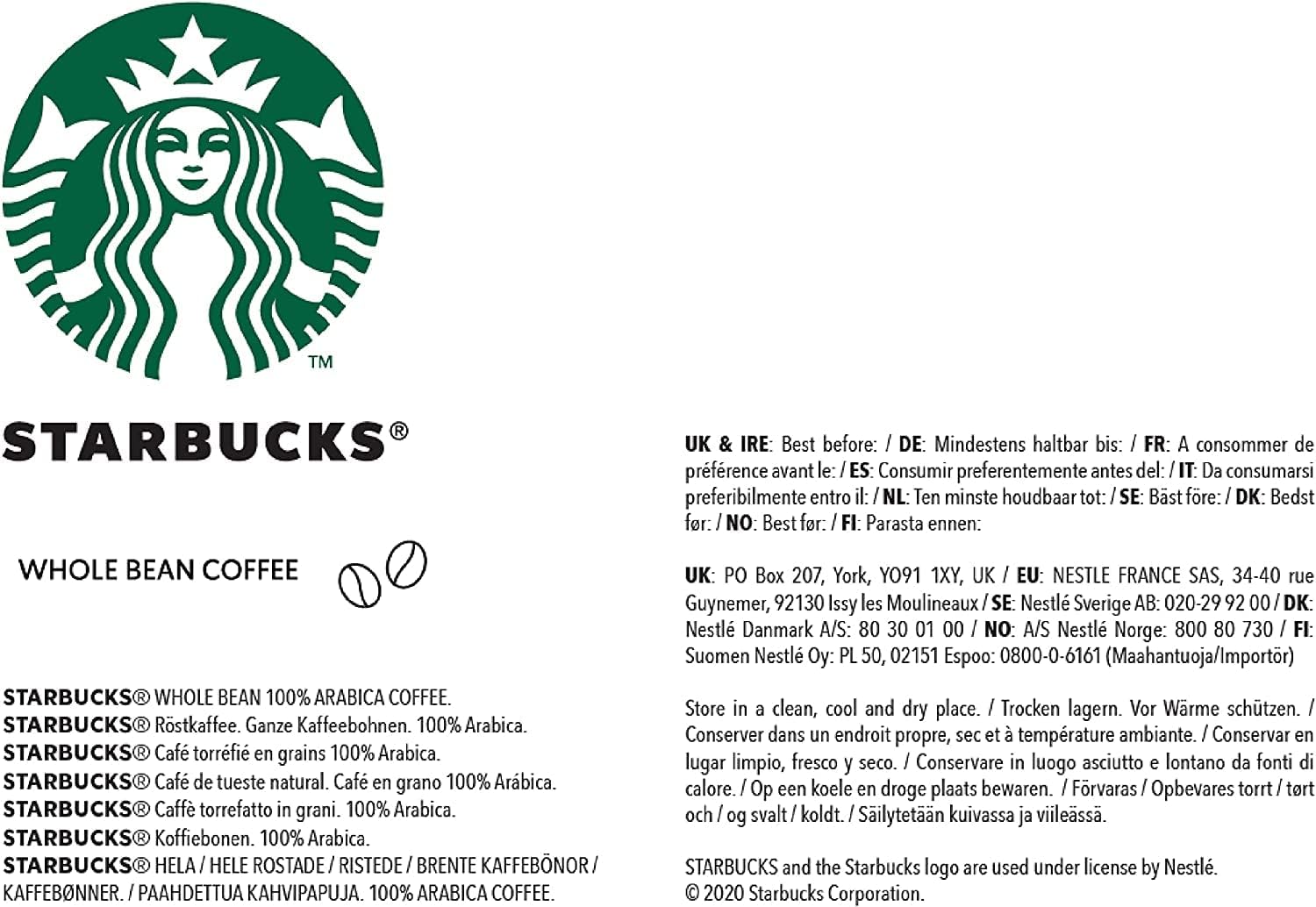 STARBUCKS Pike Place Roast - Medium Roast Whole Bean Coffee 200g (Pack of 6) 3