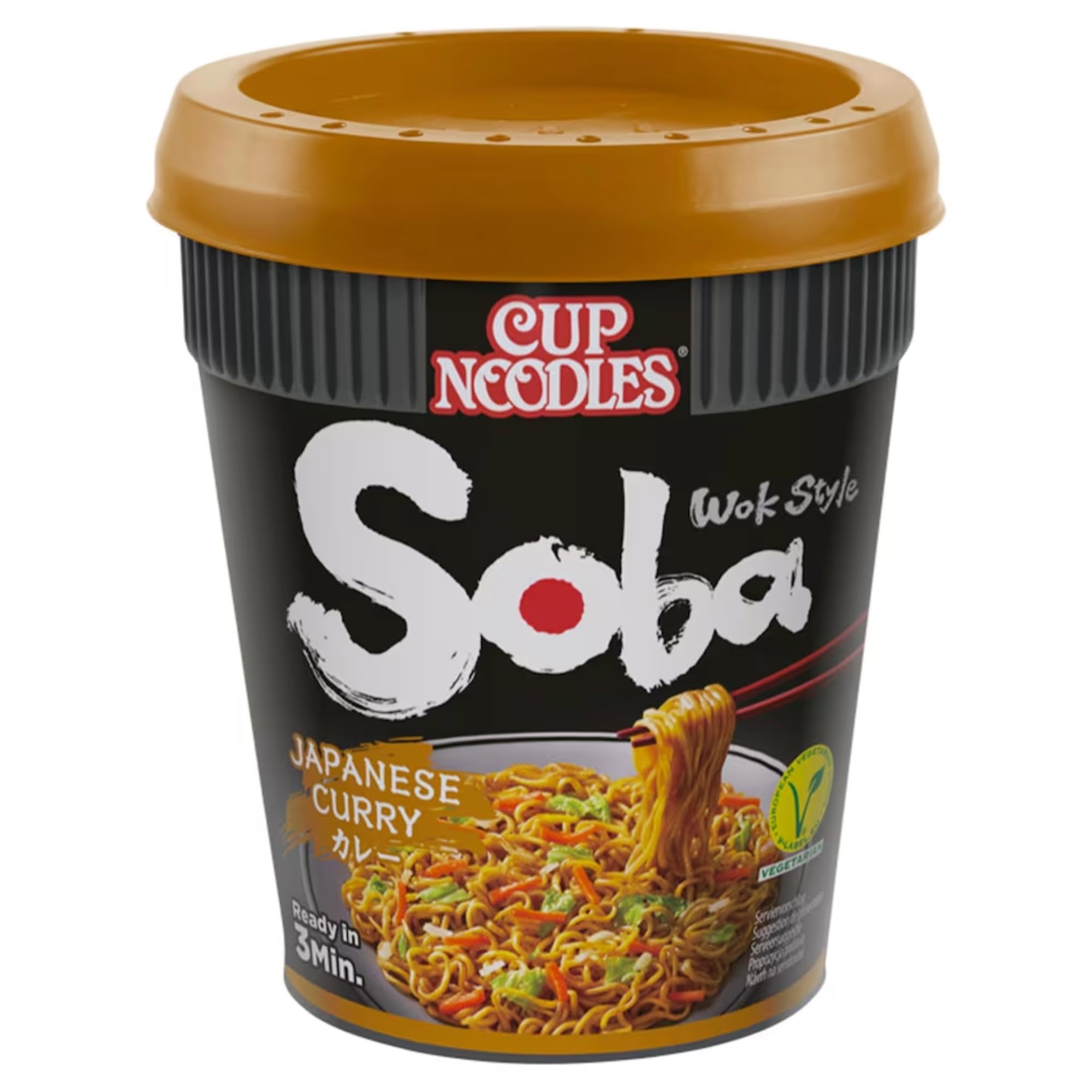 NISSIN Soba Japanese Curry Instant Wok Style Noodles Pot - 90g Pot, Pack of 8